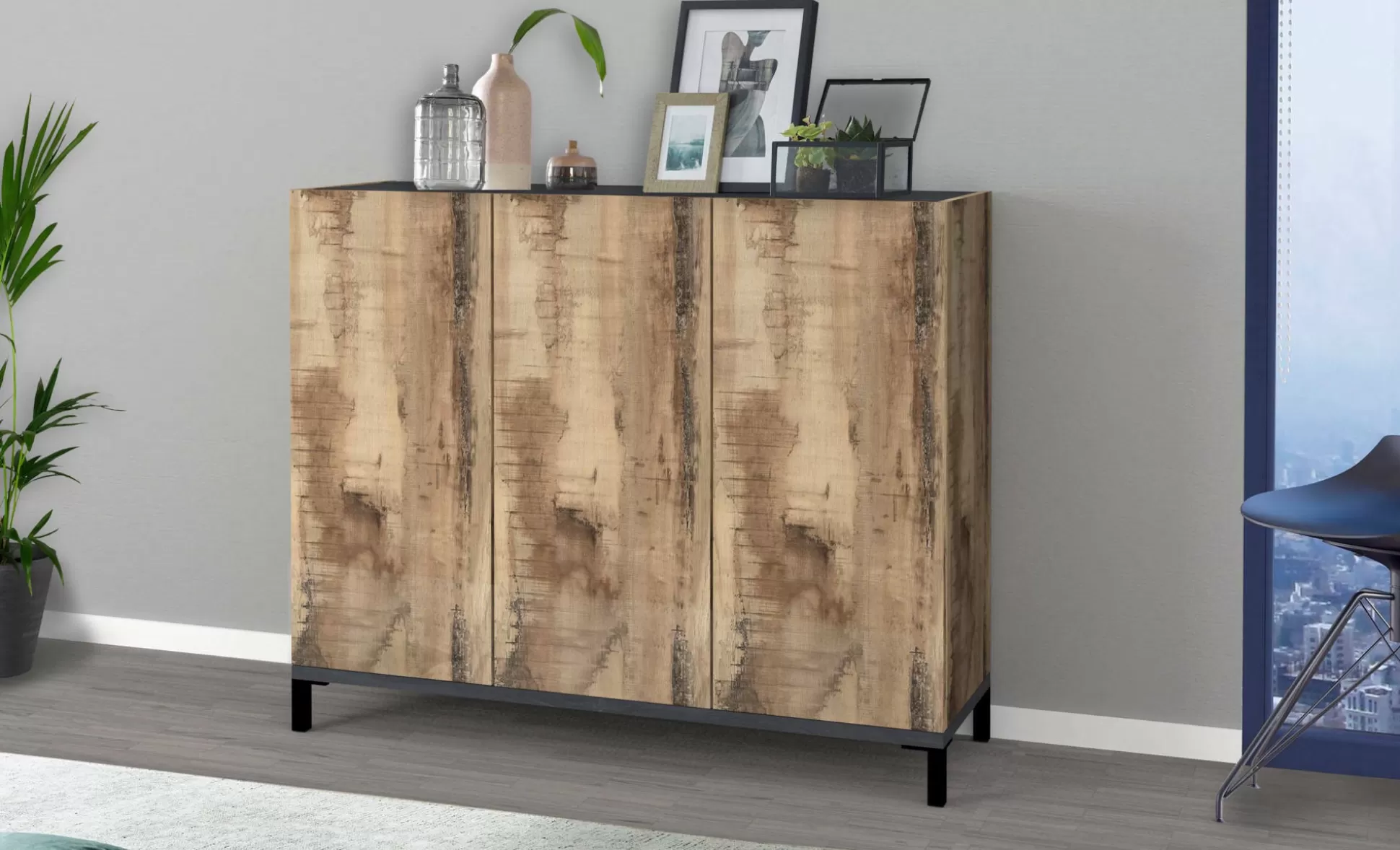 Dmora Scarpiere<Scarpiera Dmas, cm 135x40h102, Ardesia e Acero
