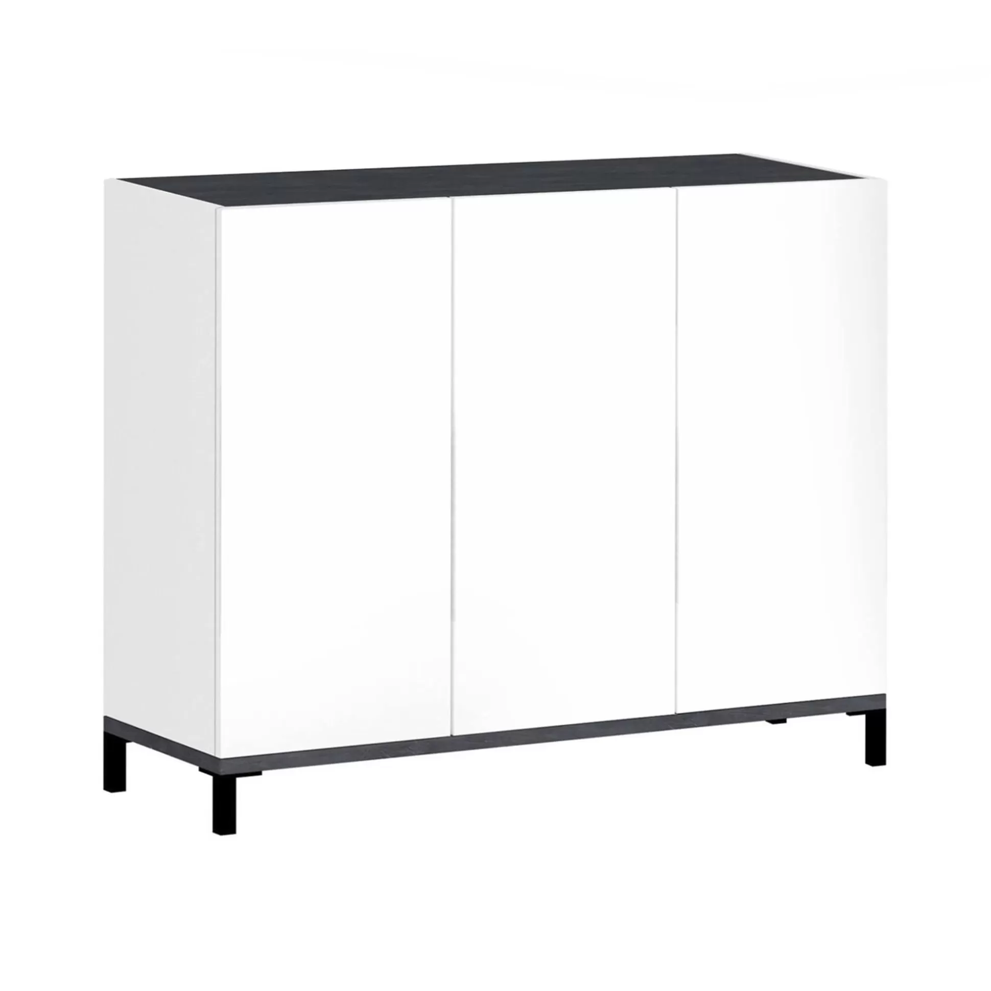 Dmora Scarpiere<Scarpiera Dmas, cm 135x40h102, Bianco lucido e Ardesia