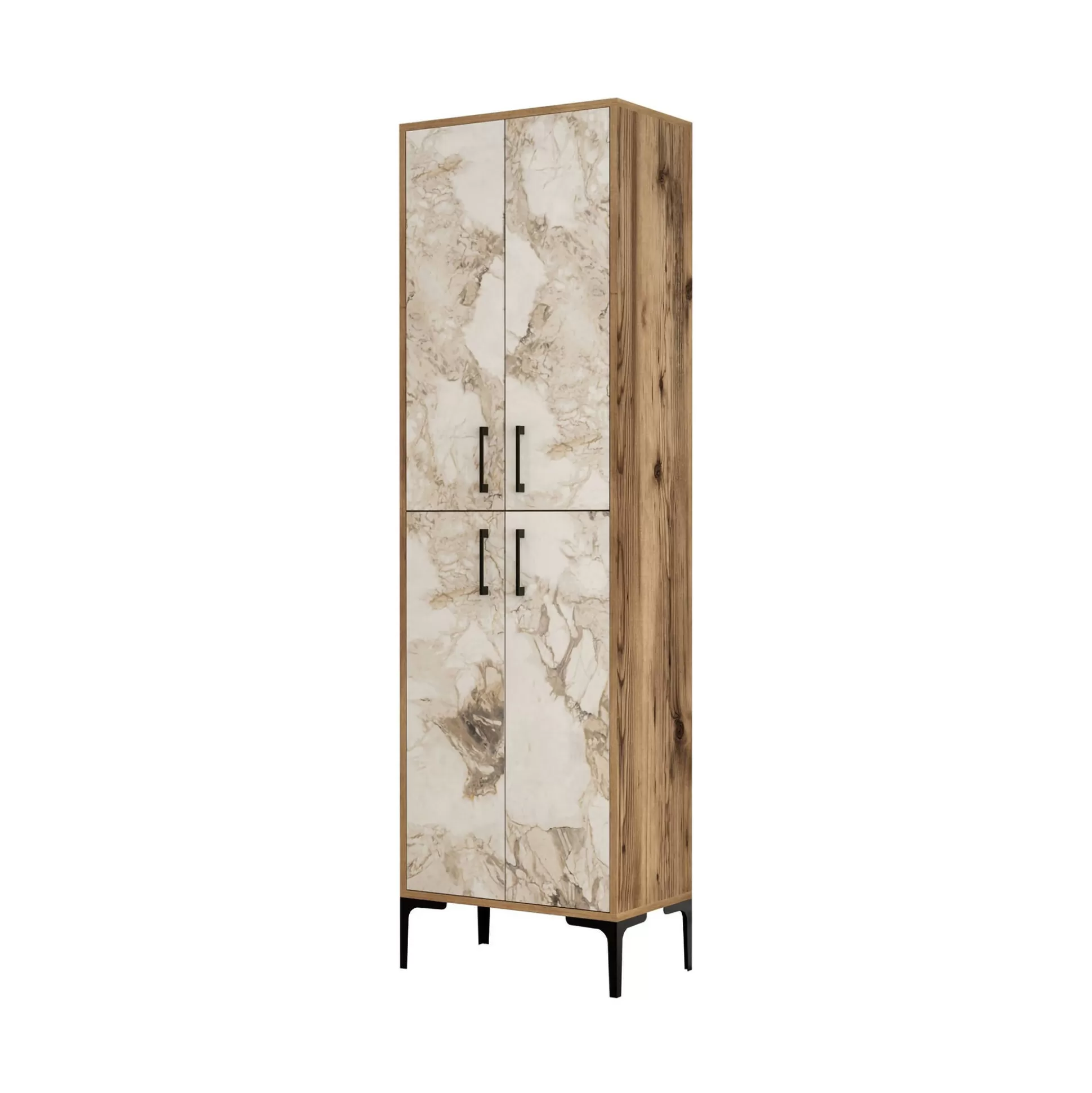 Dmora Scarpiere<Scarpiera Dolivier, 60x35h200 cm, Noce e Bianco Marmo