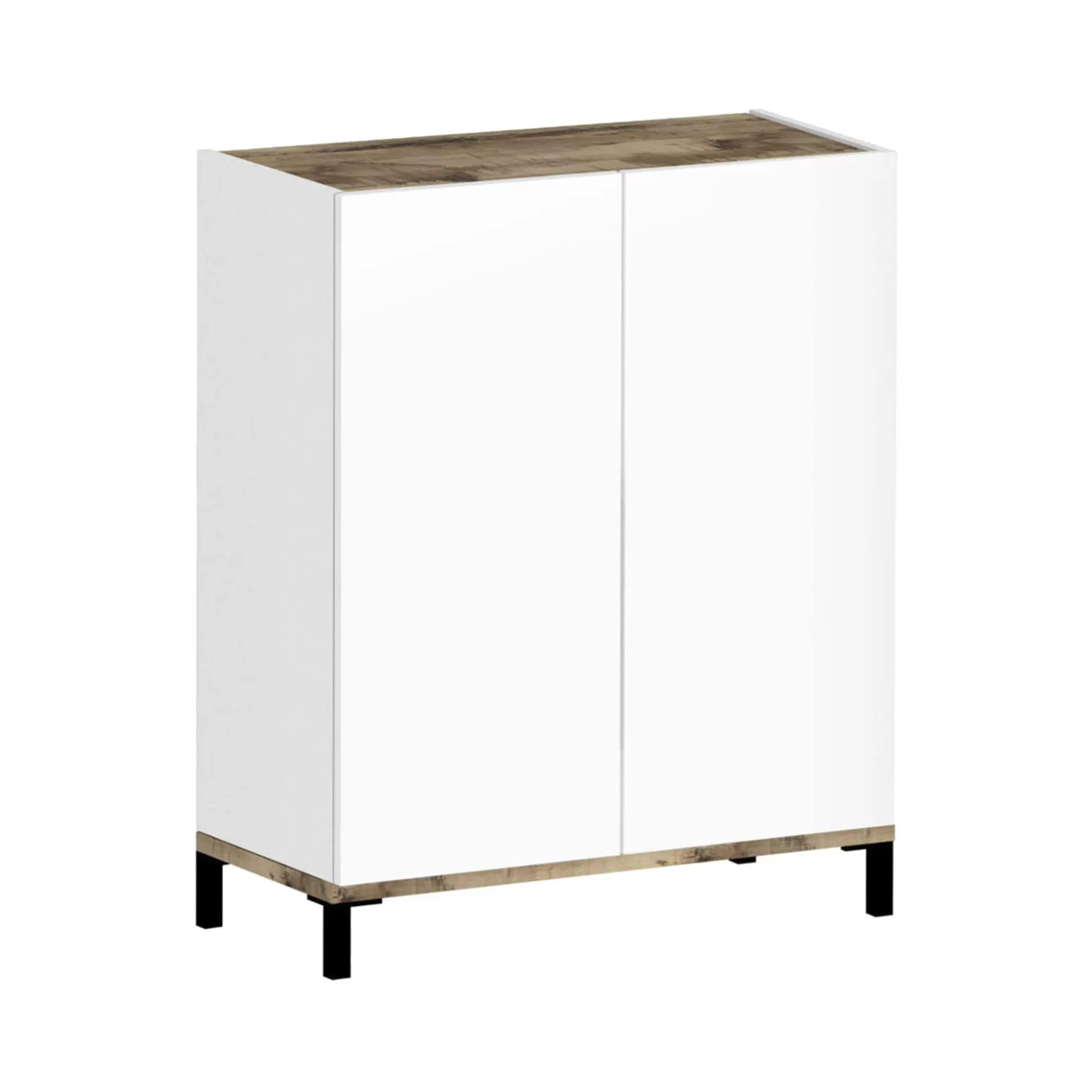 Dmora Scarpiere<Scarpiera Ferdinanda, cm 90x40h102, Bianco lucido e Acero