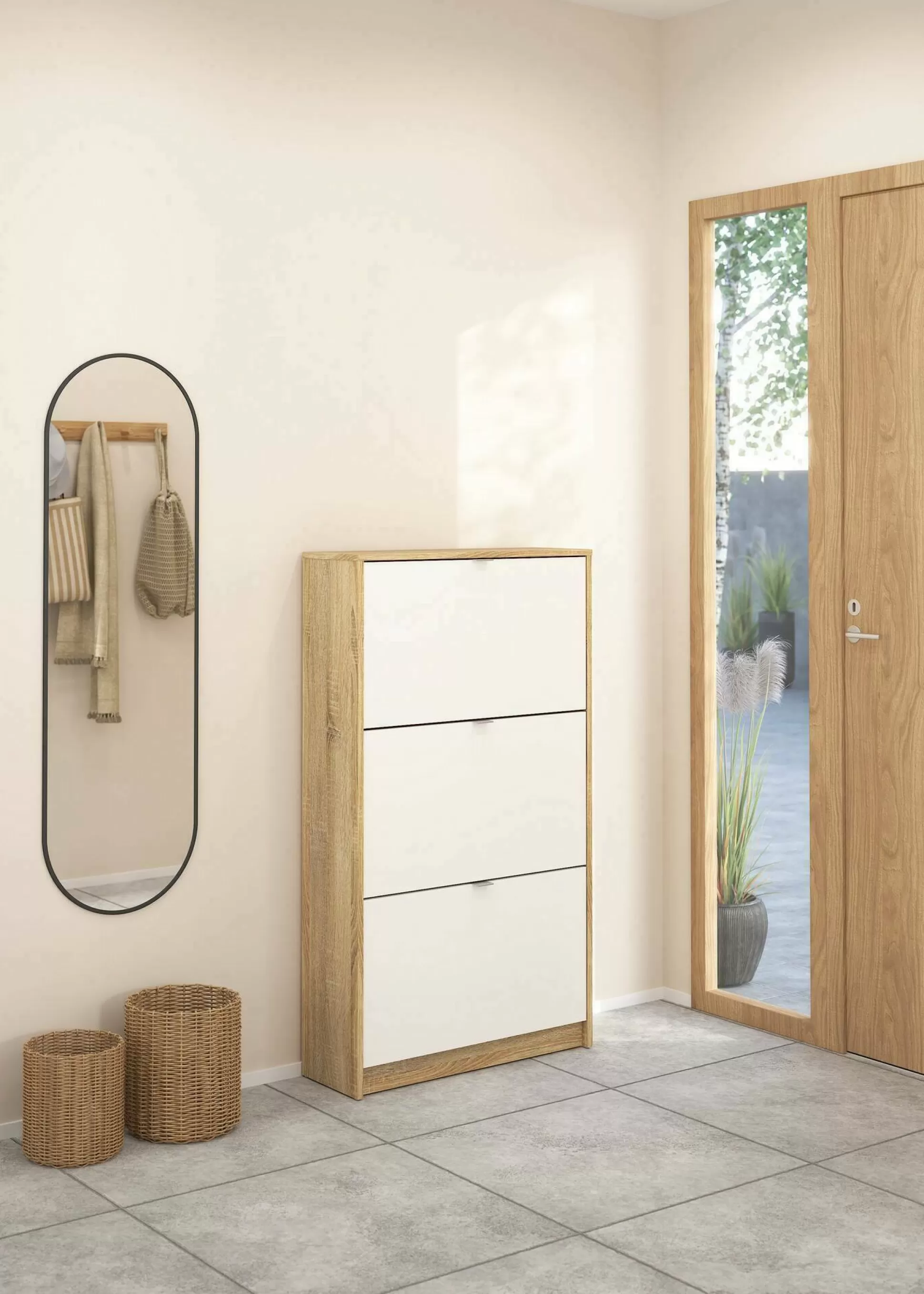 Dmora Scarpiere<Scarpiera Irina, 70x24 h124 cm, Quercia e Bianco