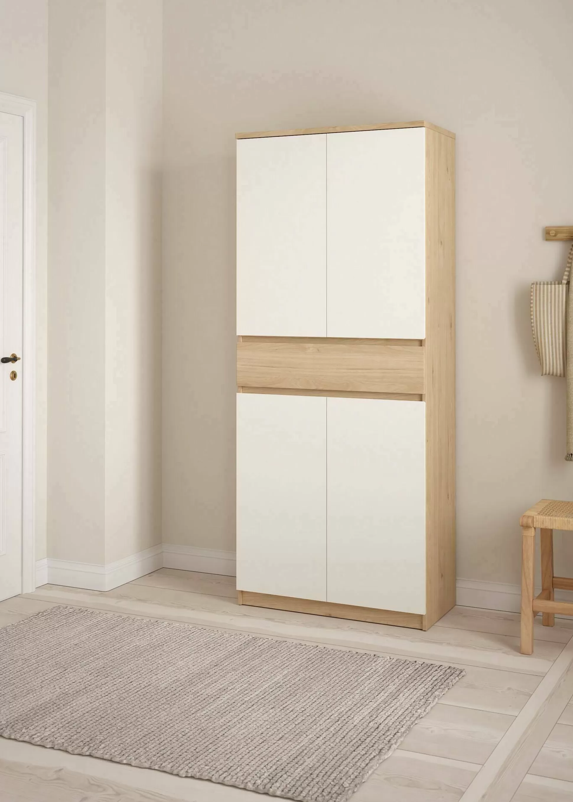 Dmora Scarpiere<Scarpiera Jangmi, 40x80 h192 cm, Rovere e Bianco