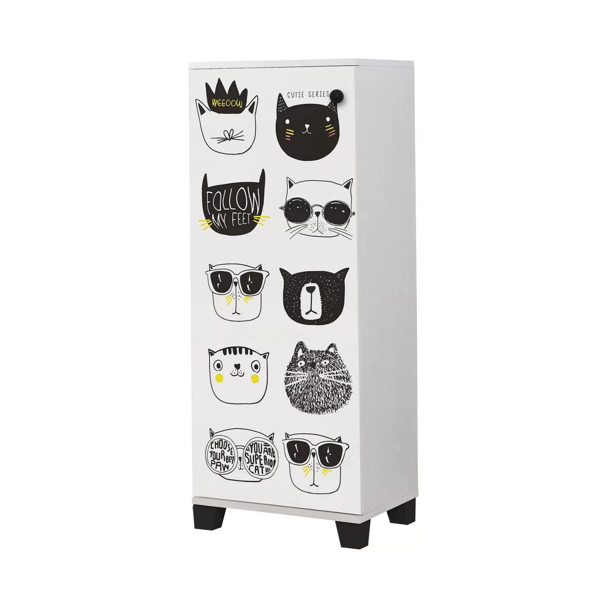 Dmora Scarpiere<Scarpiera Kika, 50x38 h127 cm, Bianco e Nero