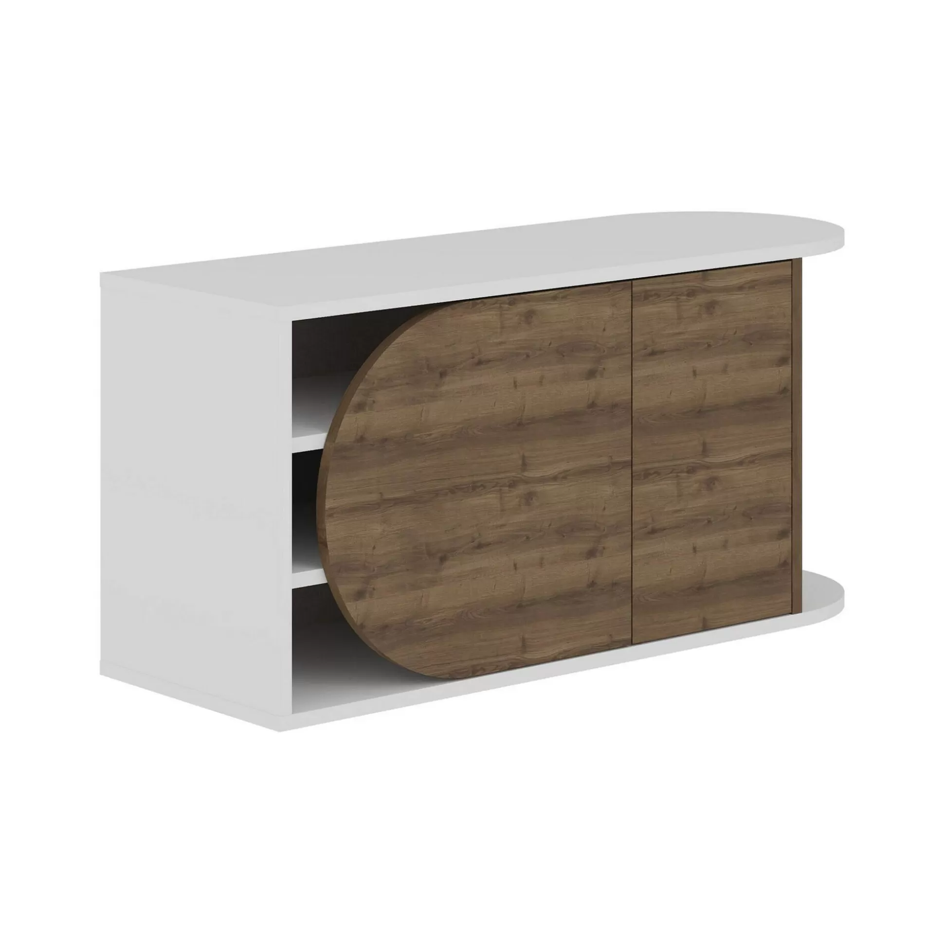 Dmora Scarpiere<Scarpiera Kyle, 104x37 h50 cm, Noce e Bianco