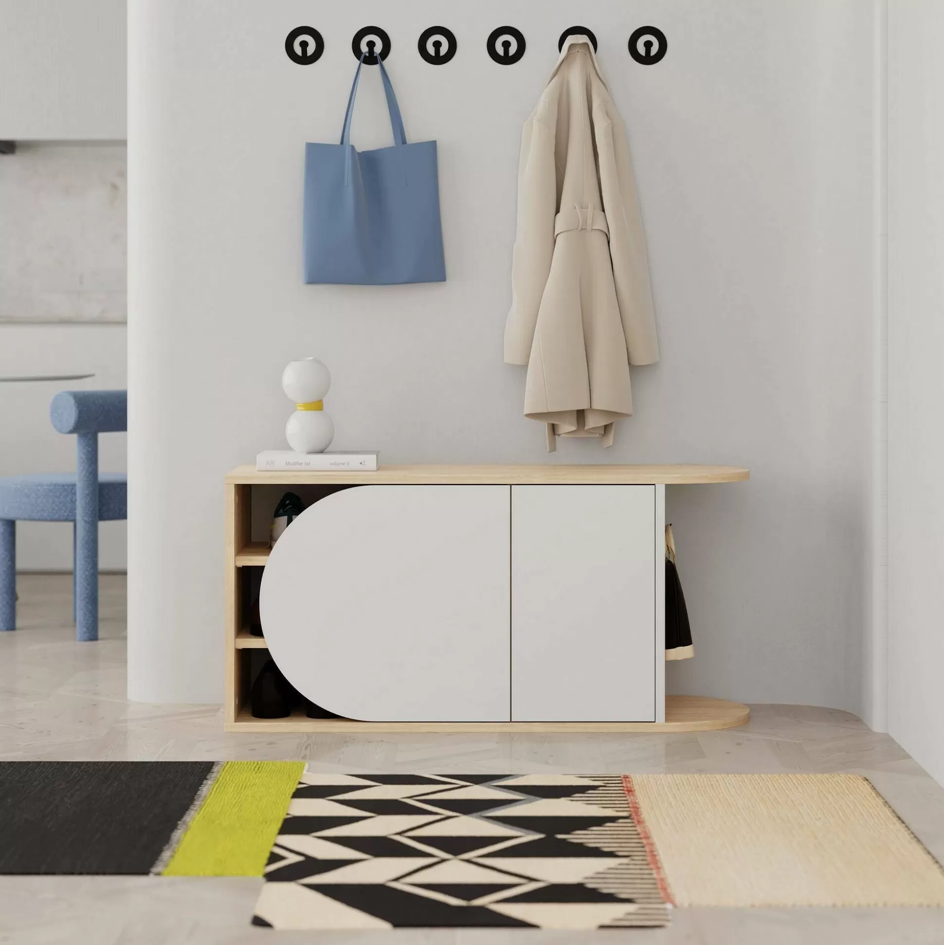 Dmora Scarpiere<Scarpiera Kyle, 104x37 h50 cm, Quercia e Bianco