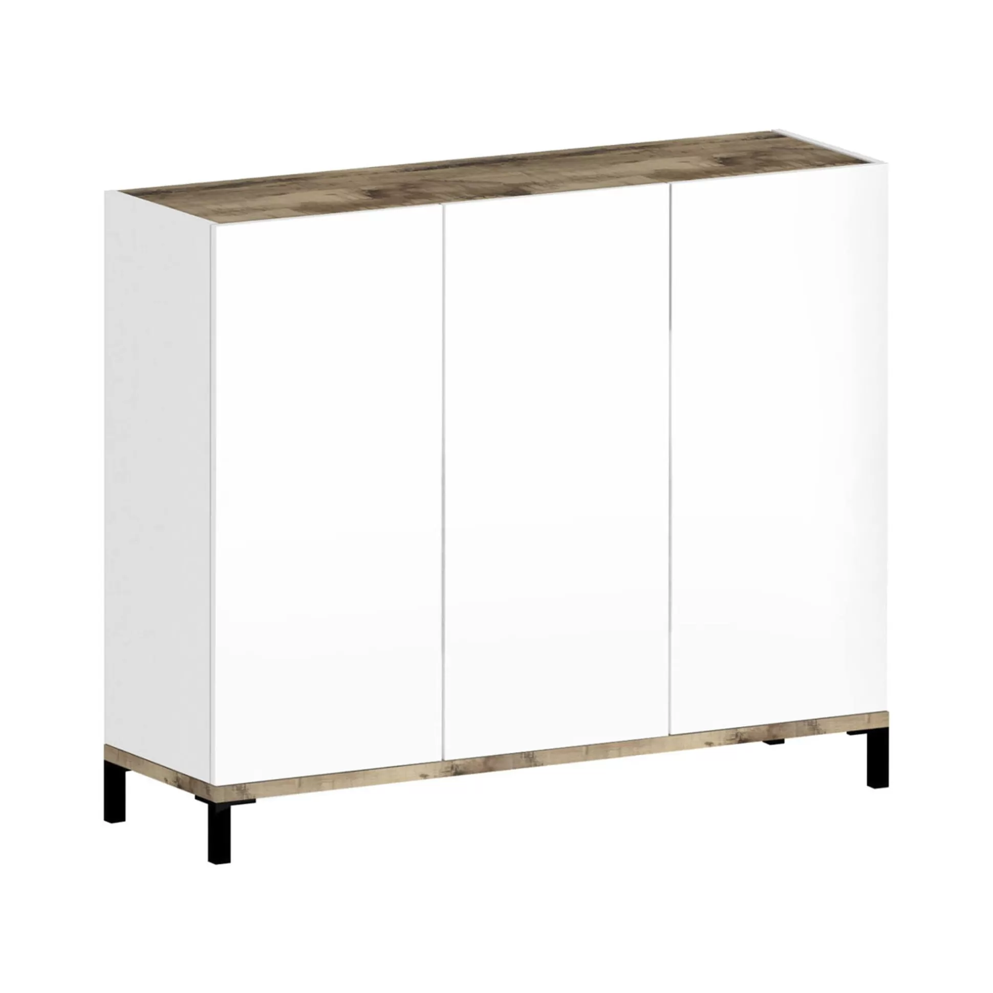 Dmora Scarpiere<Scarpiera Lorelei, cm 135x40h102, Bianco lucido e Acero