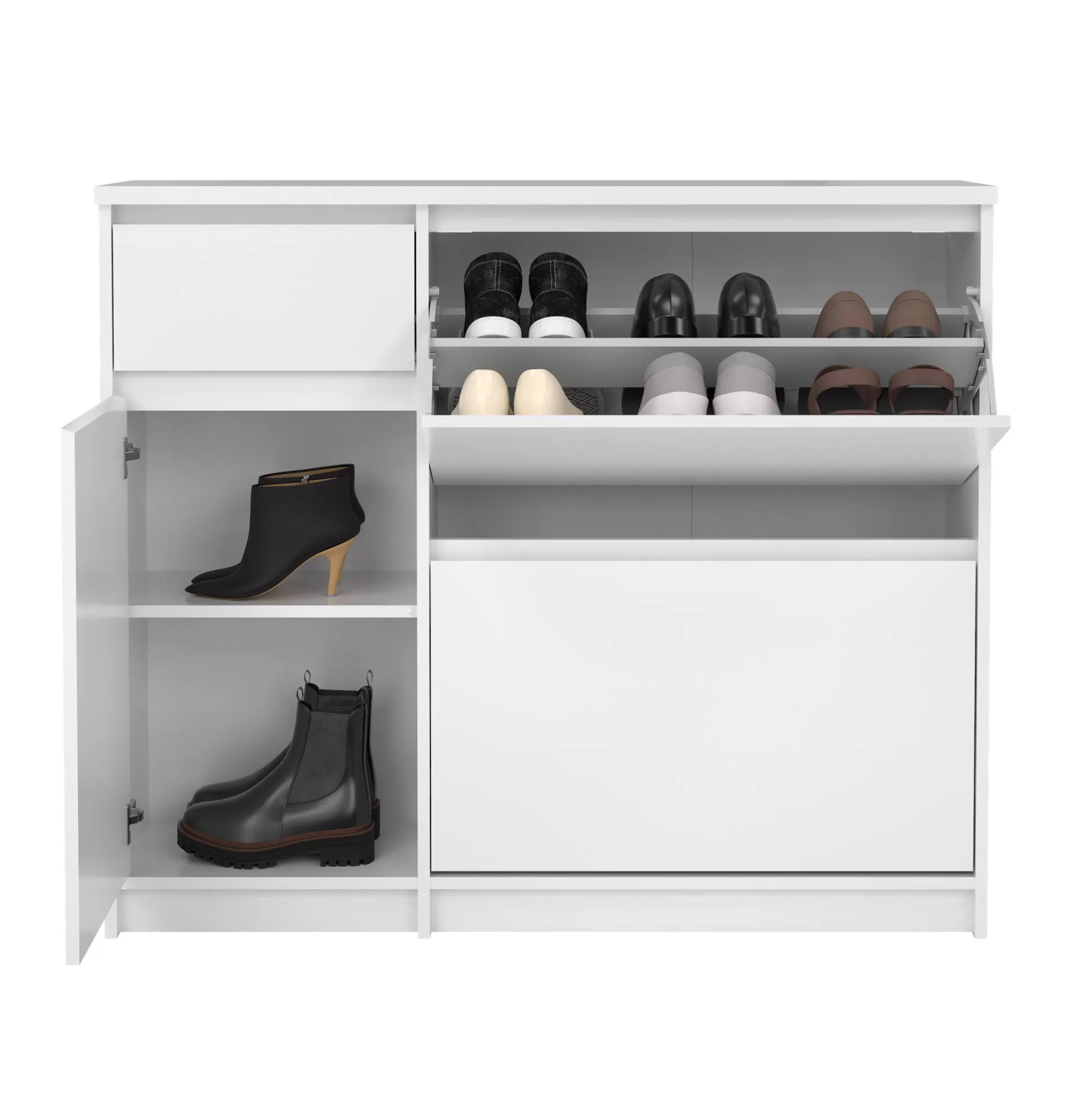 Dmora Scarpiere<Scarpiera Maxime, Mobile portascarpe, Armadio da ingresso multiuso, Mobiletto per calzature, 32x109 h93 cm, Bianco