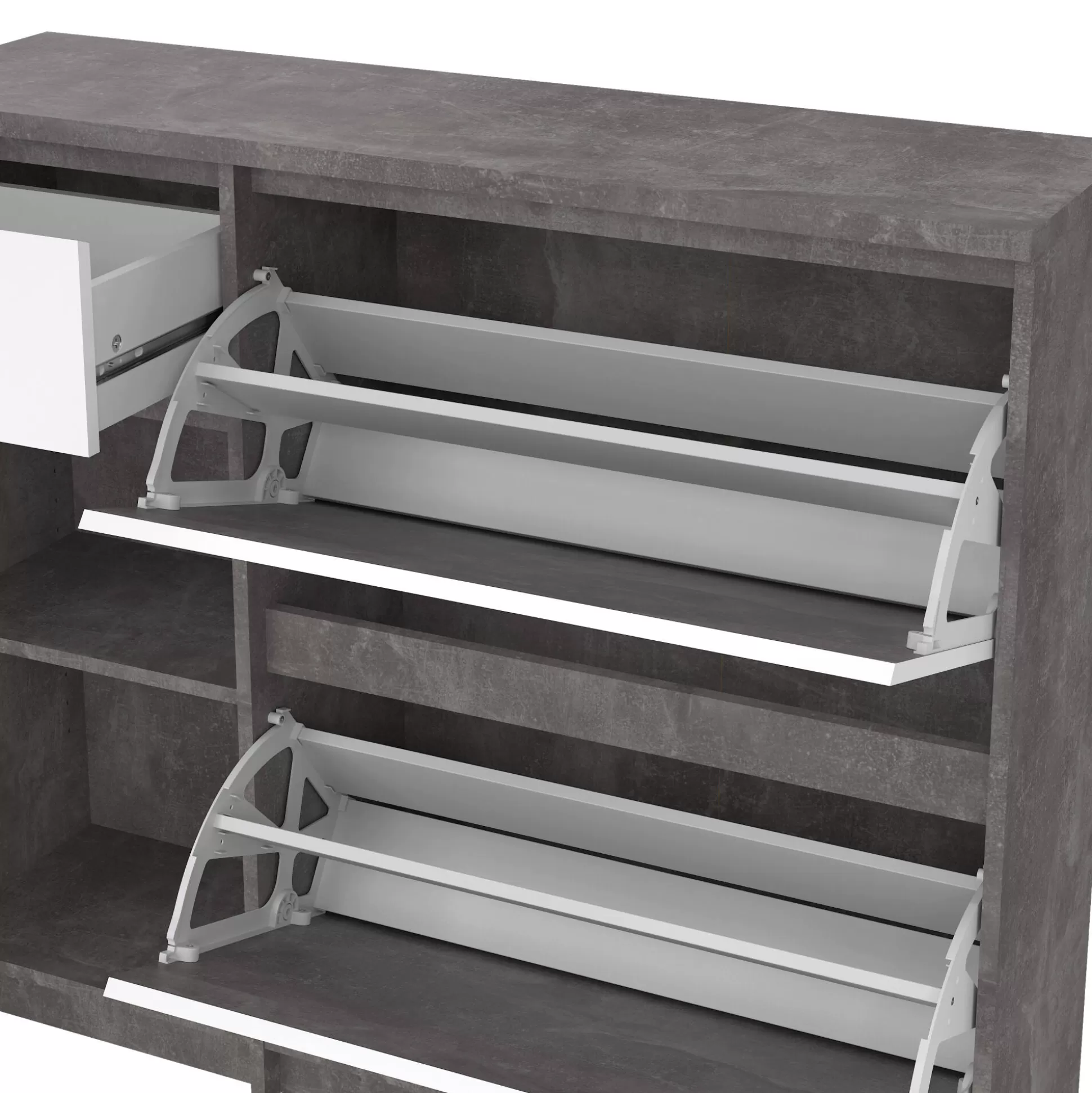 Dmora Scarpiere<Scarpiera Maxime, Mobile portascarpe, Armadio da ingresso multiuso, Mobiletto per calzature, 32x109 h93 cm, Cemento e Bianco
