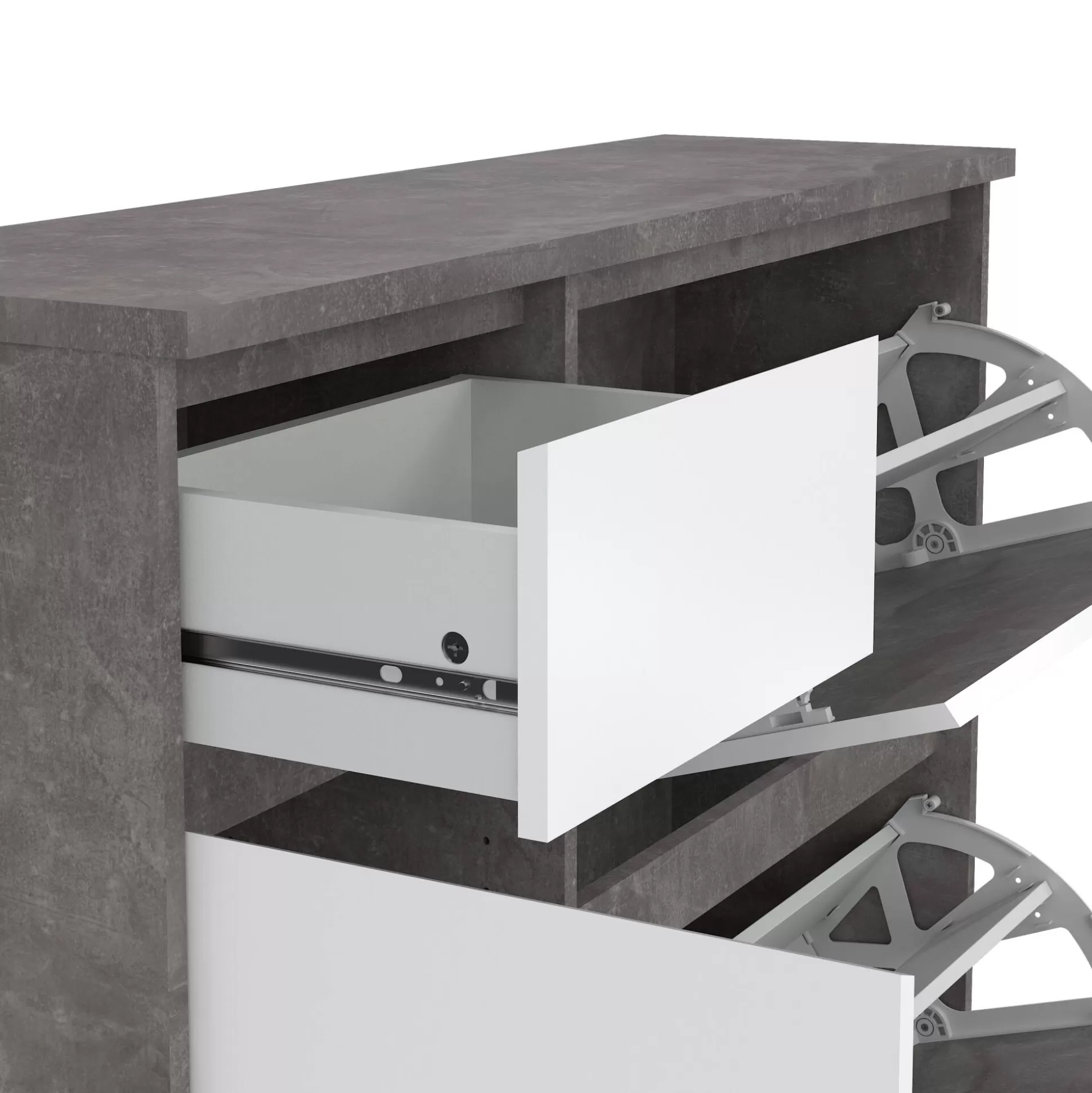 Dmora Scarpiere<Scarpiera Maxime, Mobile portascarpe, Armadio da ingresso multiuso, Mobiletto per calzature, 32x109 h93 cm, Cemento e Bianco