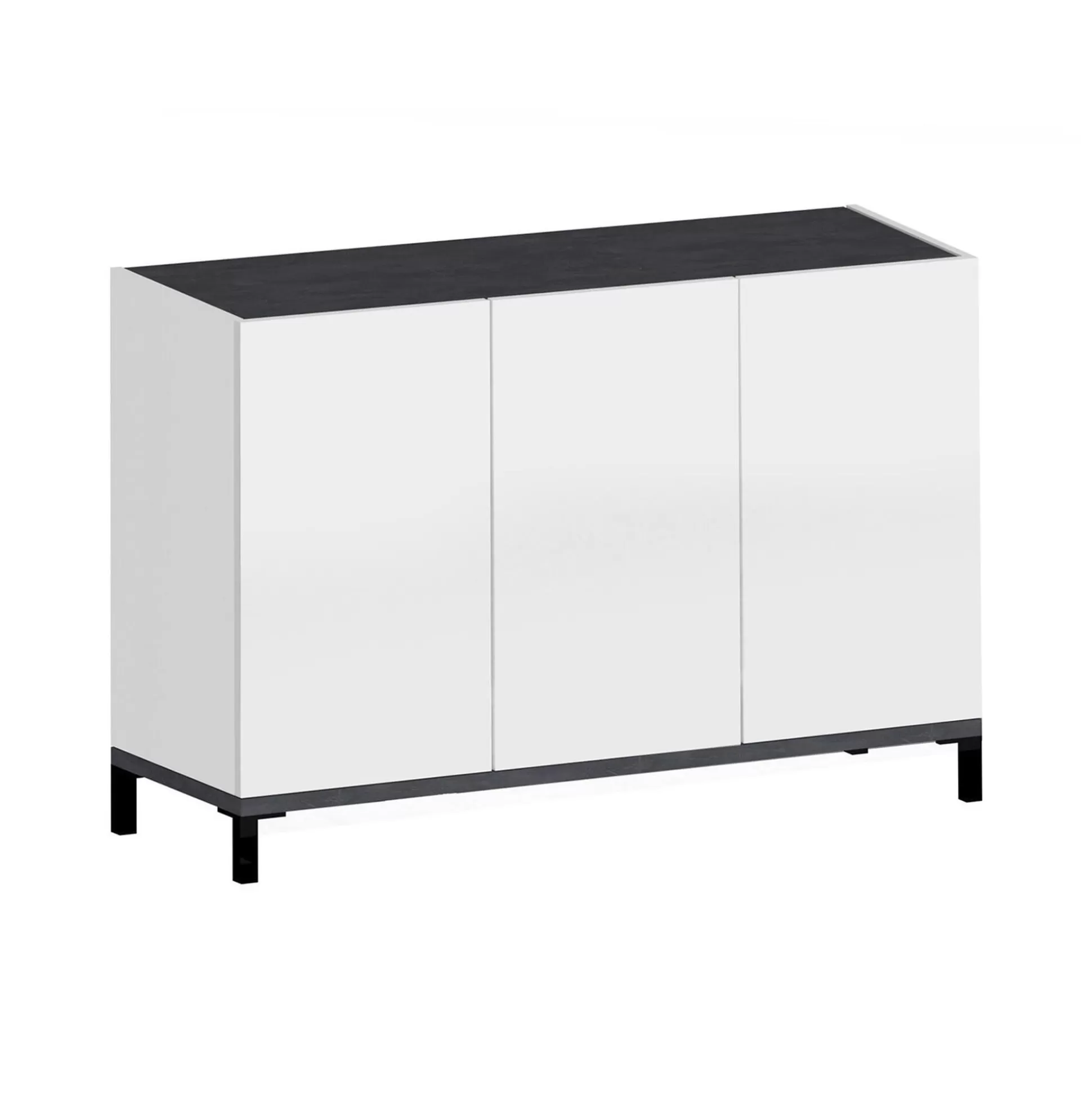 Dmora Scarpiere<Scarpiera Modesta, cm 120x40h80, Bianco lucido e Ardesia