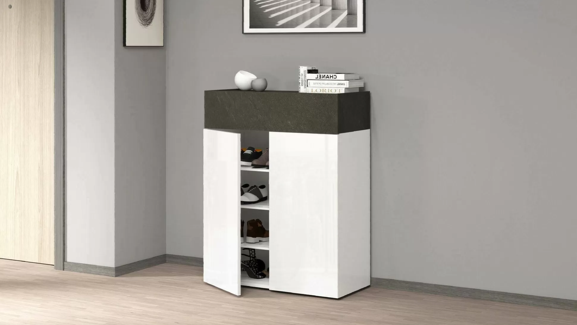 Dmora Scarpiere<Scarpiera Nala, 76x38h100 cm, Bianco e