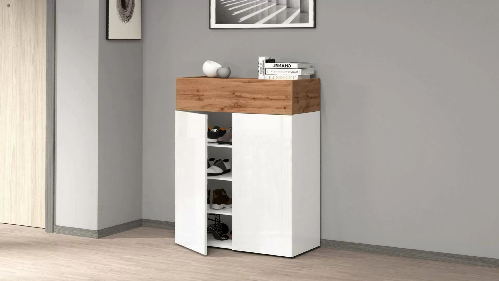 Dmora Scarpiere<Scarpiera Nala, 76x38h100 cm, Bianco e