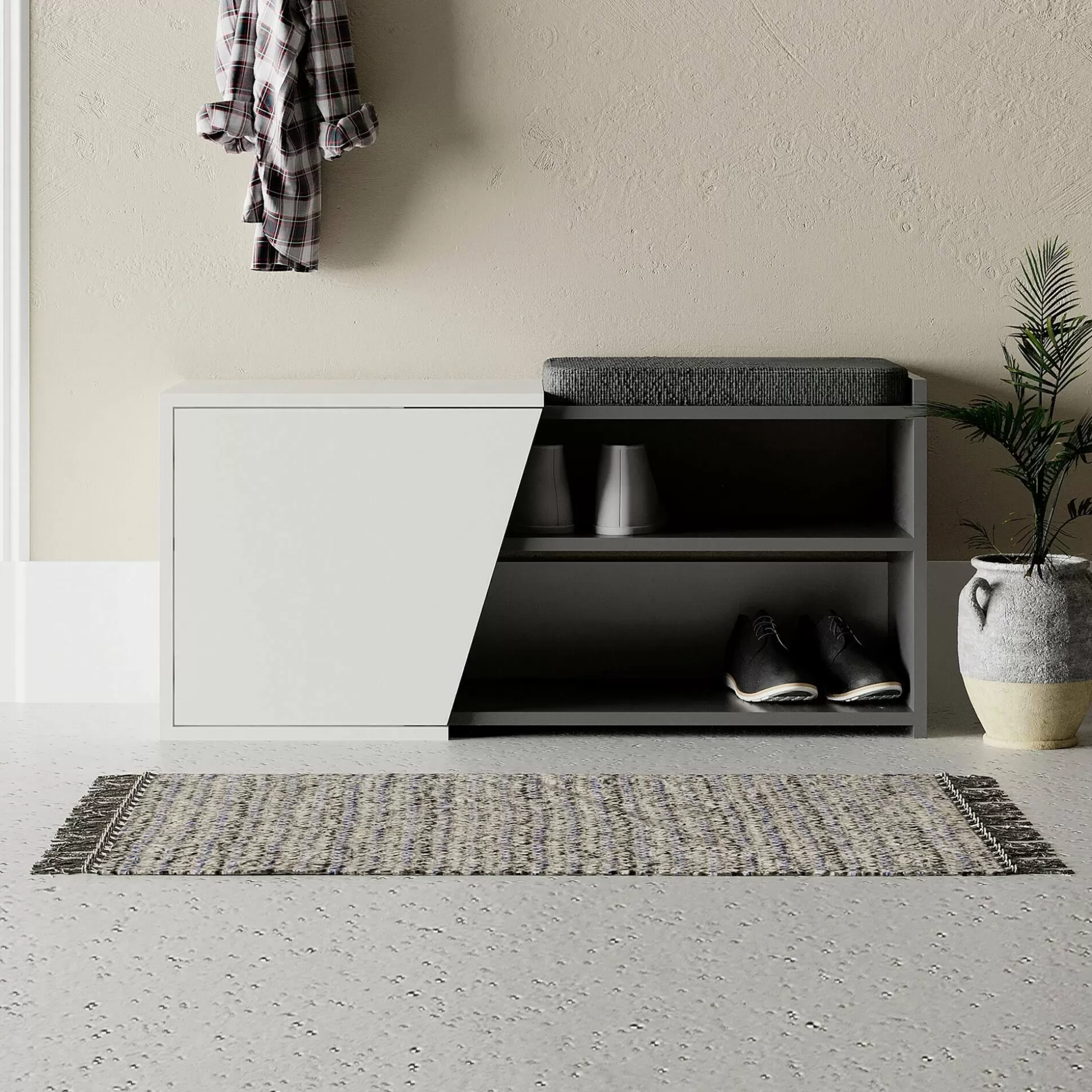 Dmora Scarpiere<Scarpiera Neneng, 105x38 h47 cm, Antracite e Bianco
