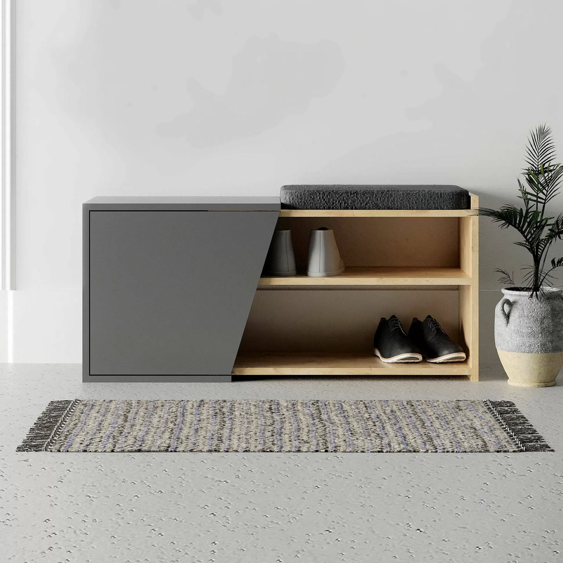 Dmora Scarpiere<Scarpiera Neneng, 104x47 h37 cm, Quercia e Antracite