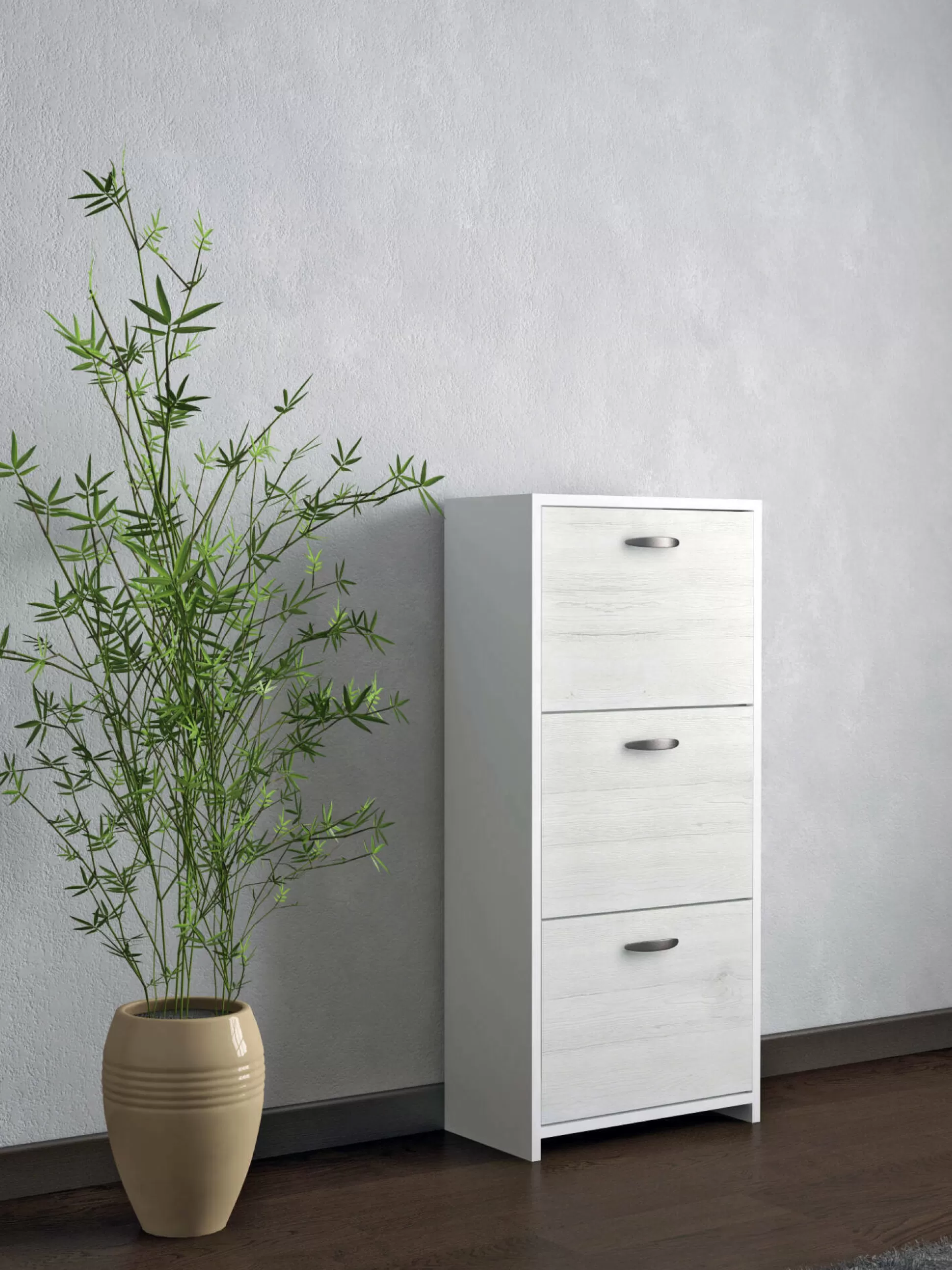 Dmora Scarpiere<Scarpiera Nolo, 50x25h113 cm, Bianco e Rovere