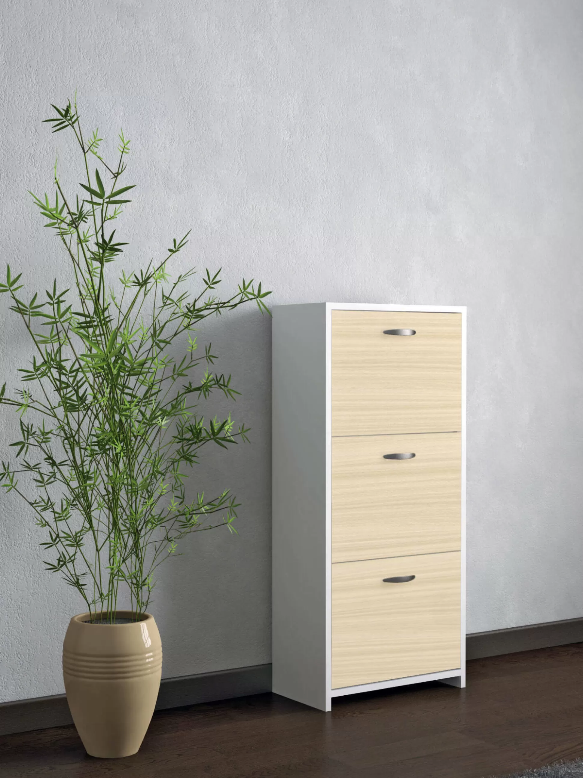 Dmora Scarpiere<Scarpiera Nolo, 50x25h113 cm, Bianco e Rovere