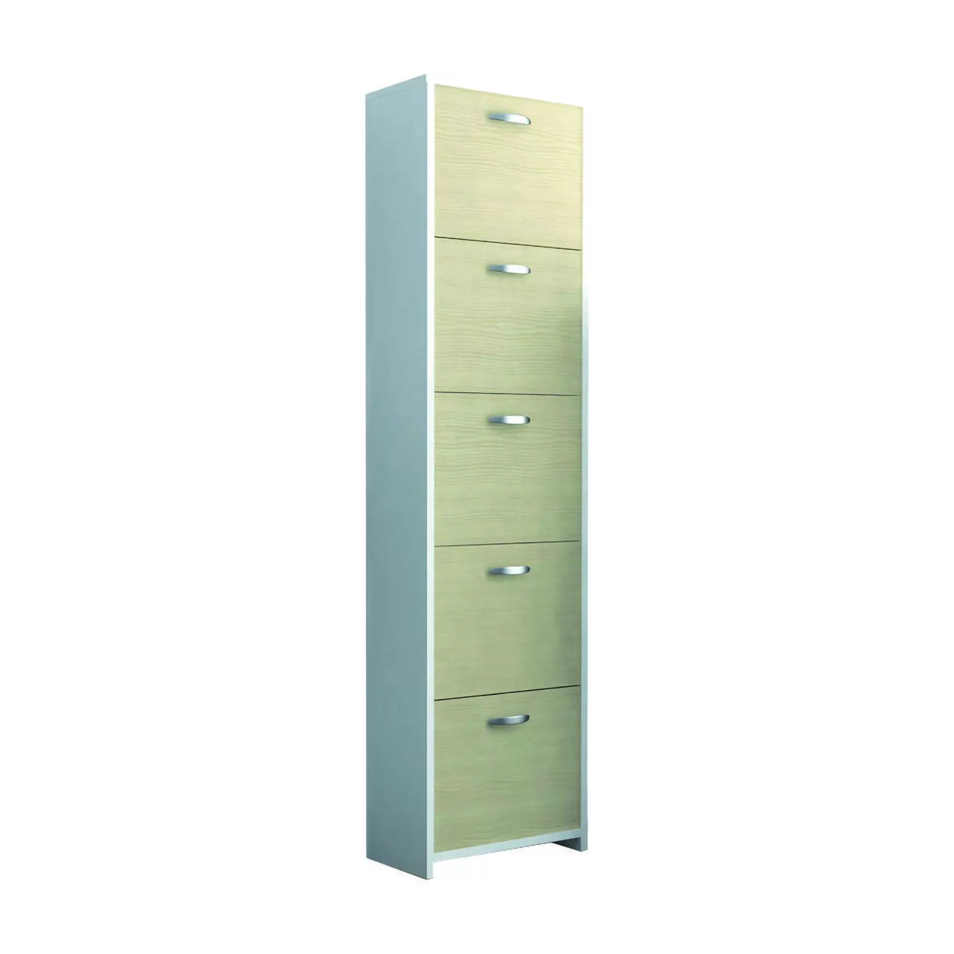 Dmora Scarpiere<Scarpiera Roanu, 50x25h182 cm, Bianco e Rovere