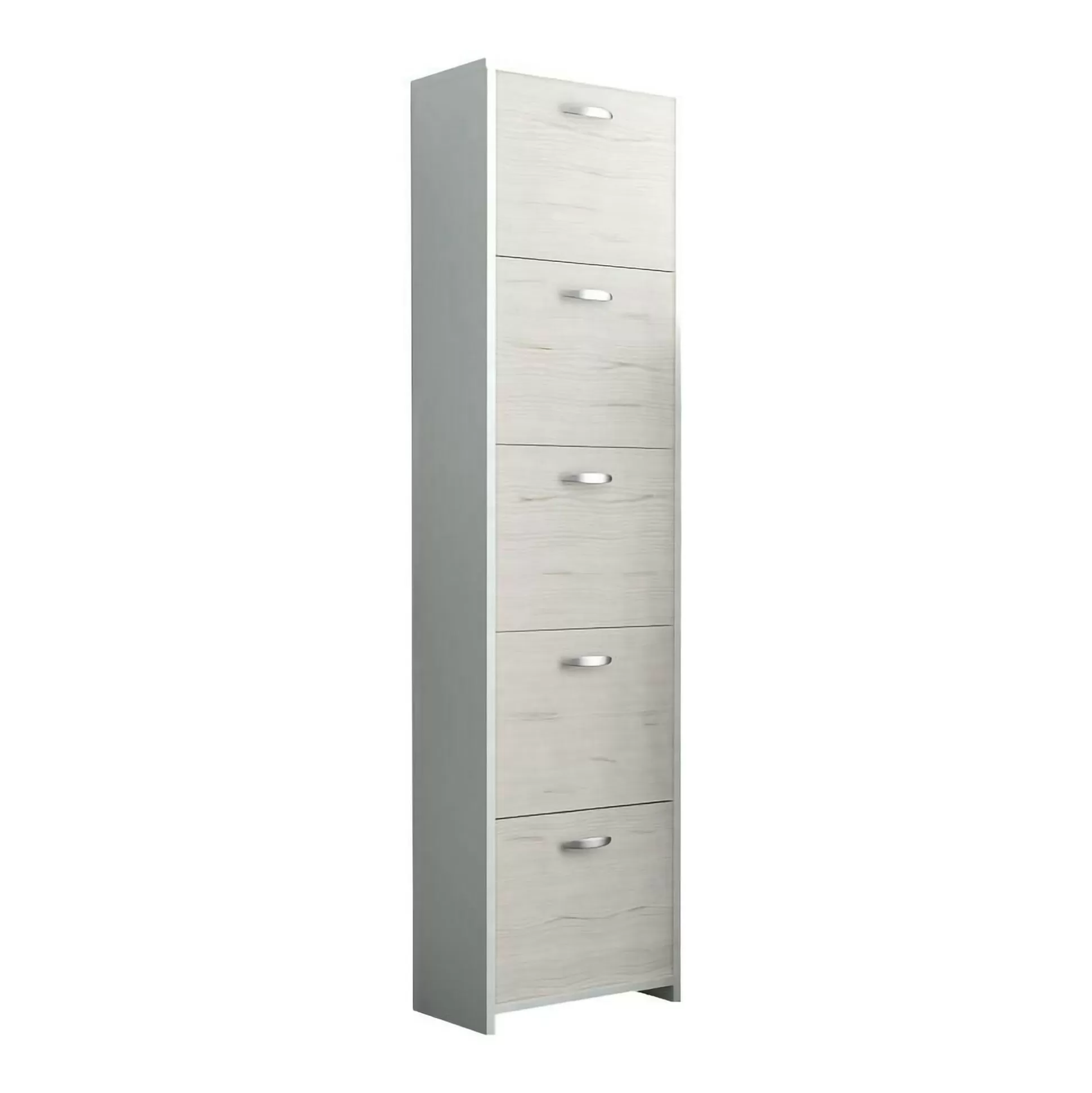 Dmora Scarpiere<Scarpiera Roanu, 50x25h182 cm, Bianco e Rovere