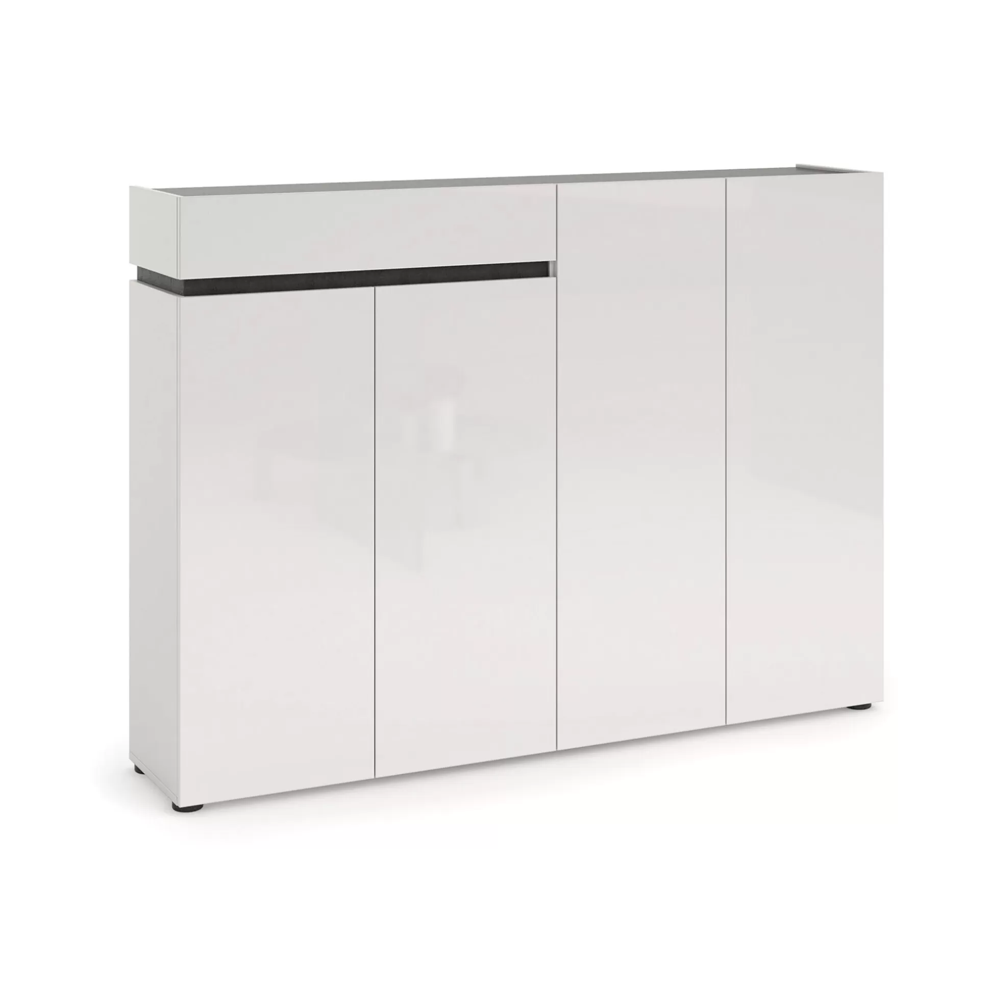 Dmora Scarpiere<Scarpiera Speranza, 160x34h115 cm, Bianco lucido e Antracite