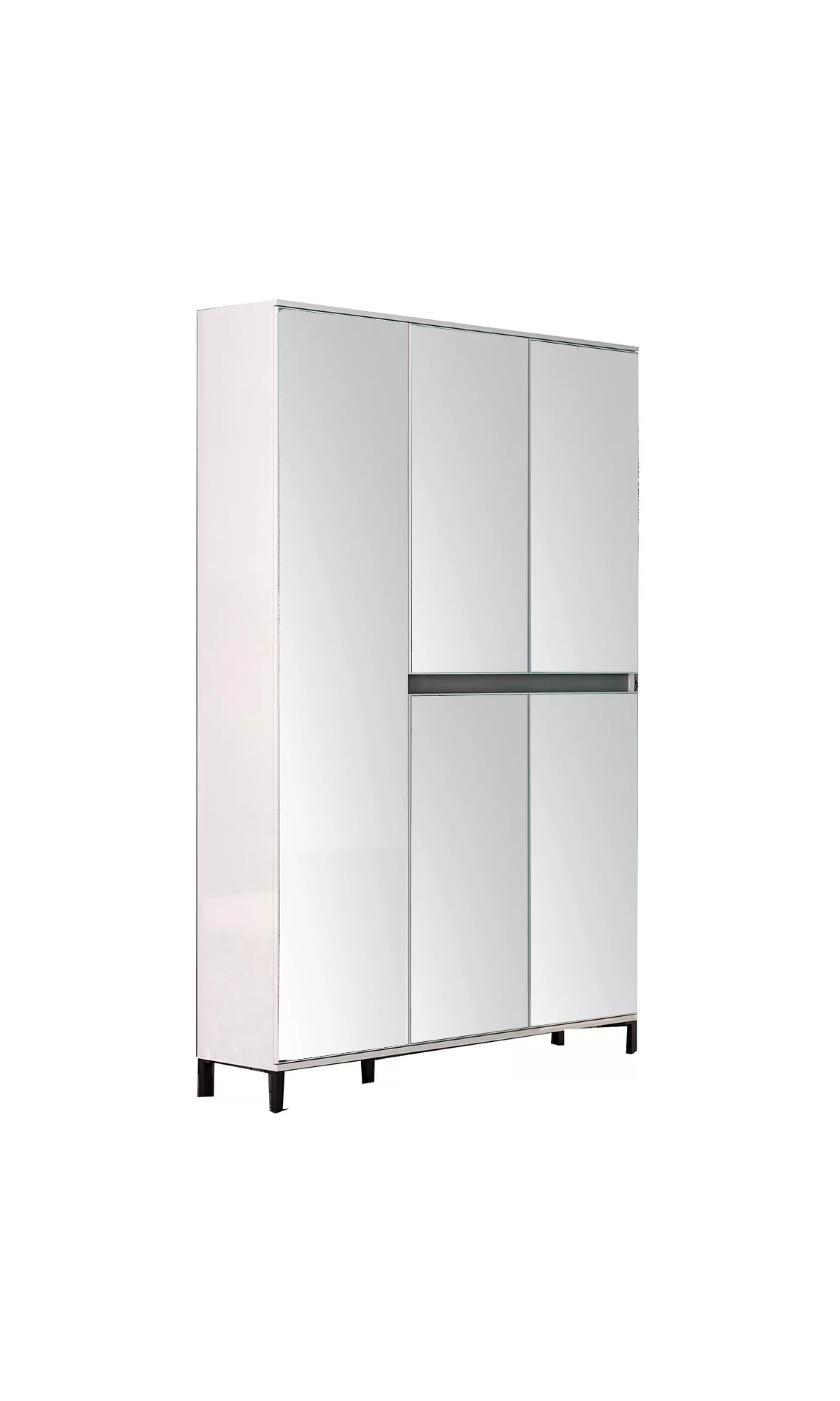 Dmora Scarpiere<Scarpiera Sultano, 120x34h200 cm, Bianco lucido e Antracite
