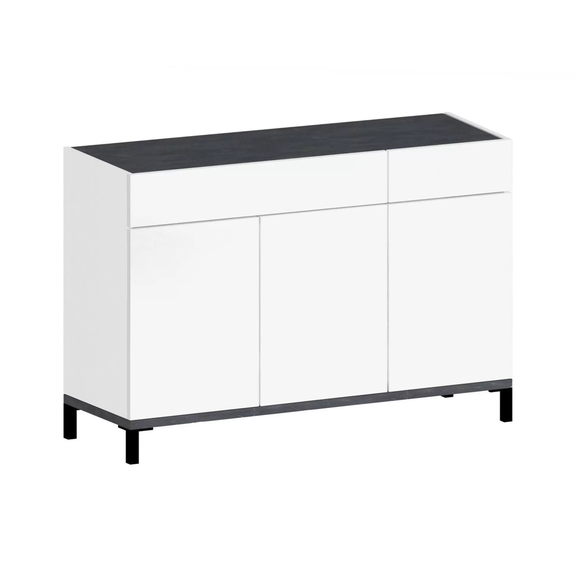 Dmora Scarpiere<Scarpiera Syria, cm 120x40h80, Bianco lucido e Ardesia