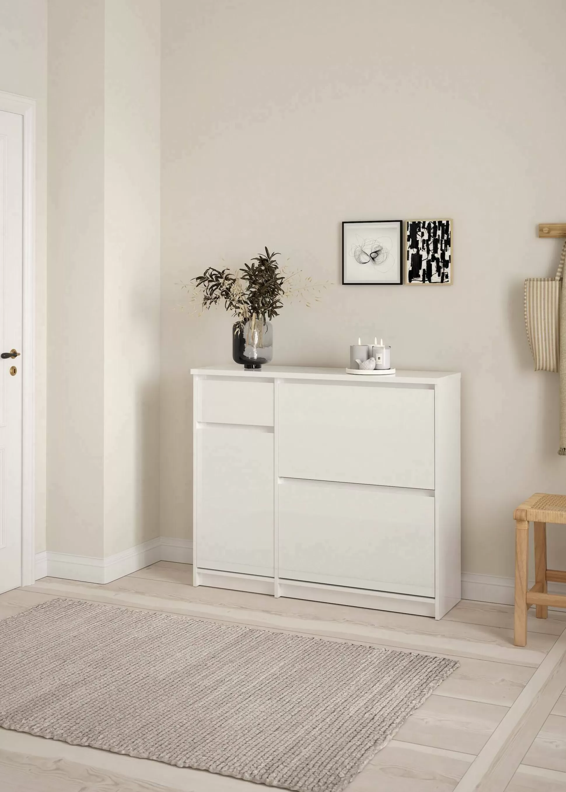 Dmora Scarpiere<Scarpiera Todd, 32x109 h93 cm, Bianco