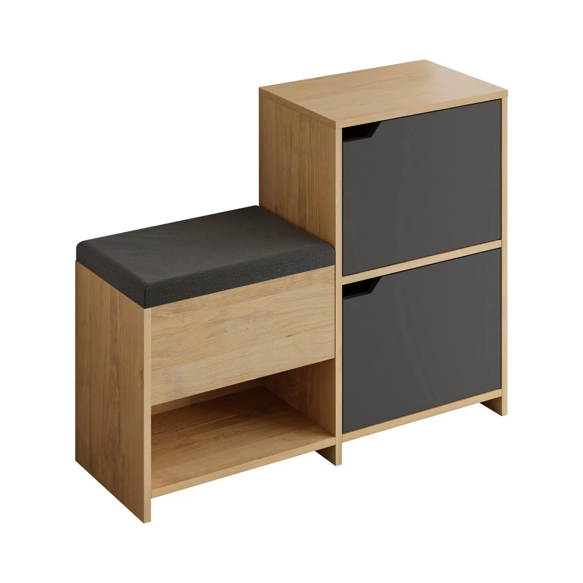 Dmora Scarpiere<Scarpiera Tokage, 102x36 h81 cm, Antracite e Quercia
