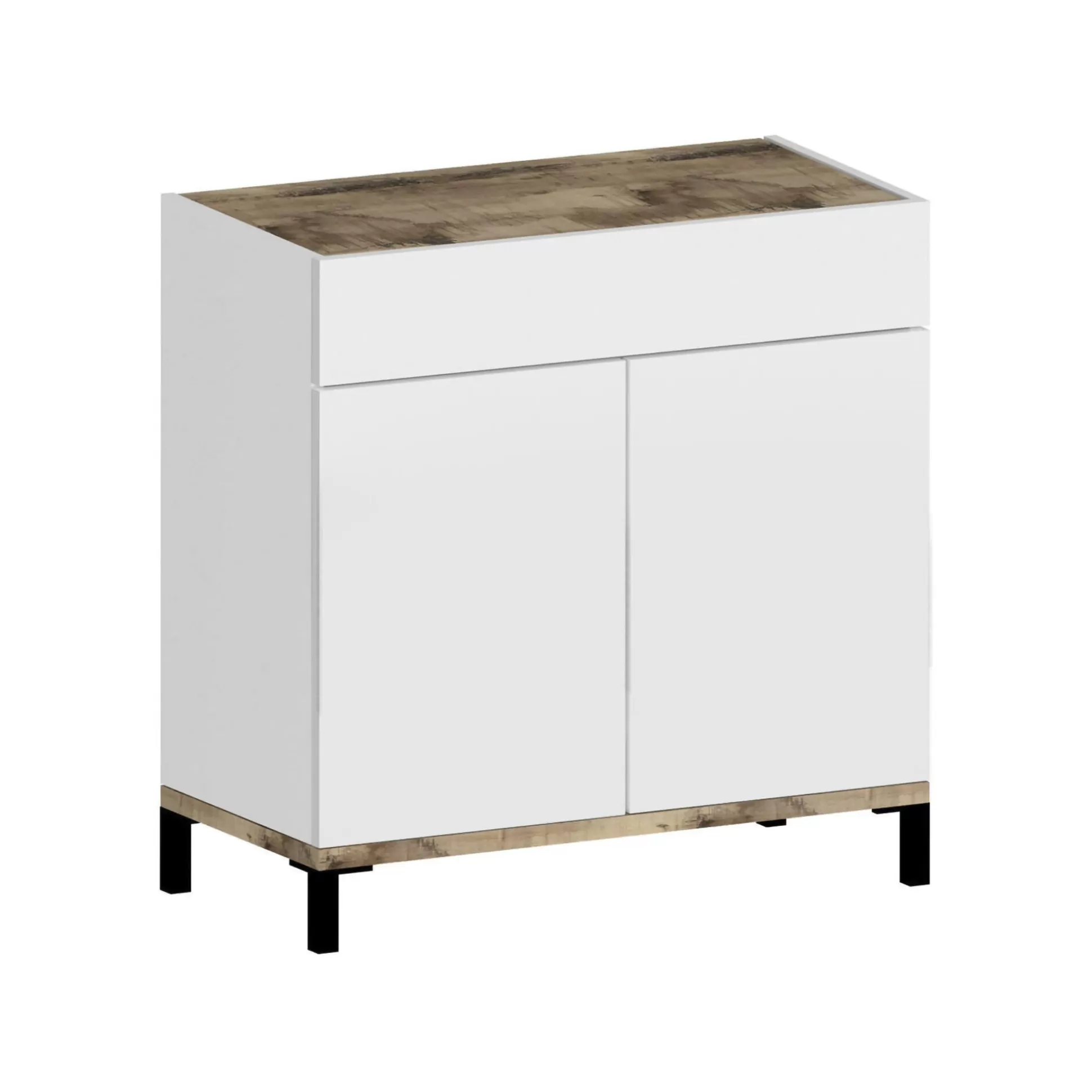 Dmora Scarpiere<Scarpiera Variscite, cm 80x40h80, Bianco lucido e Acero