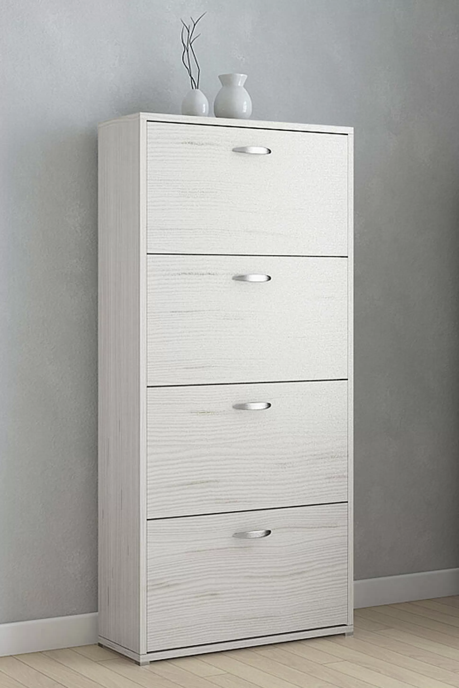 Dmora Scarpiere<Scarpiera Vince, 73x25h157 cm, Bianco e Grigio