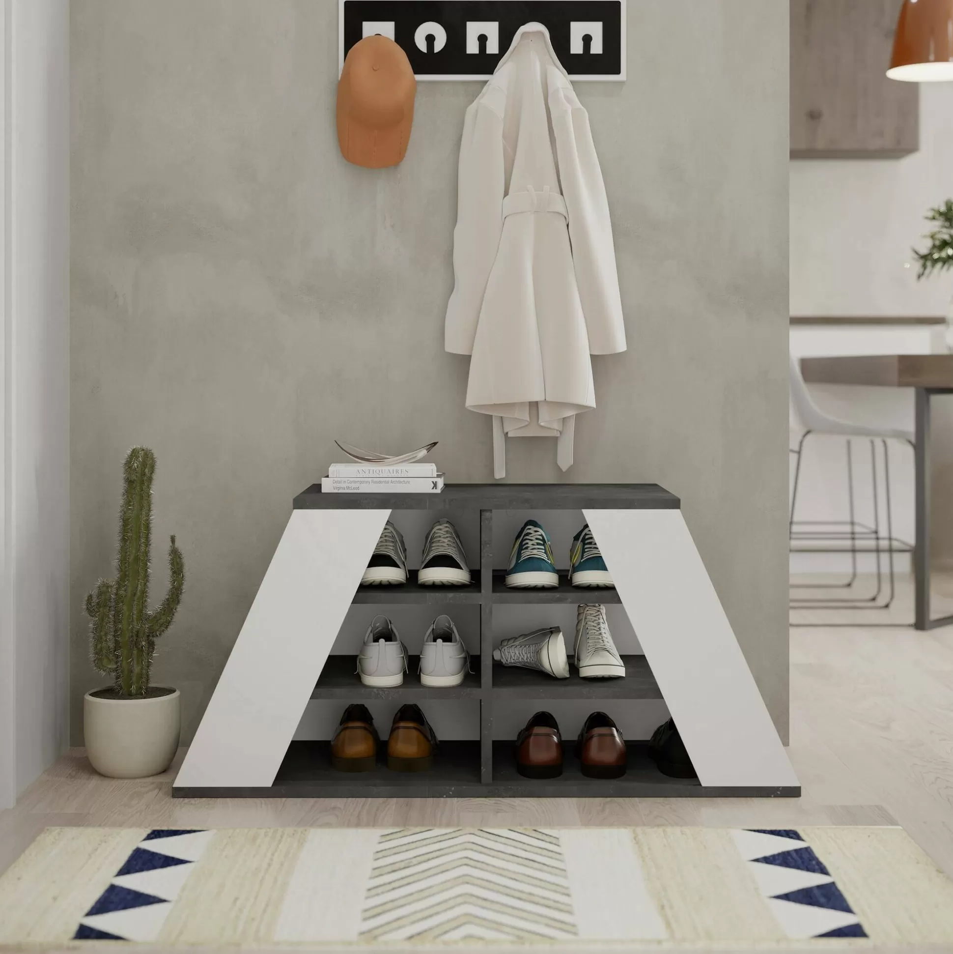 Dmora Scarpiere<Scarpiera Zungri, 106x38 h50 cm, Grigio e Bianco