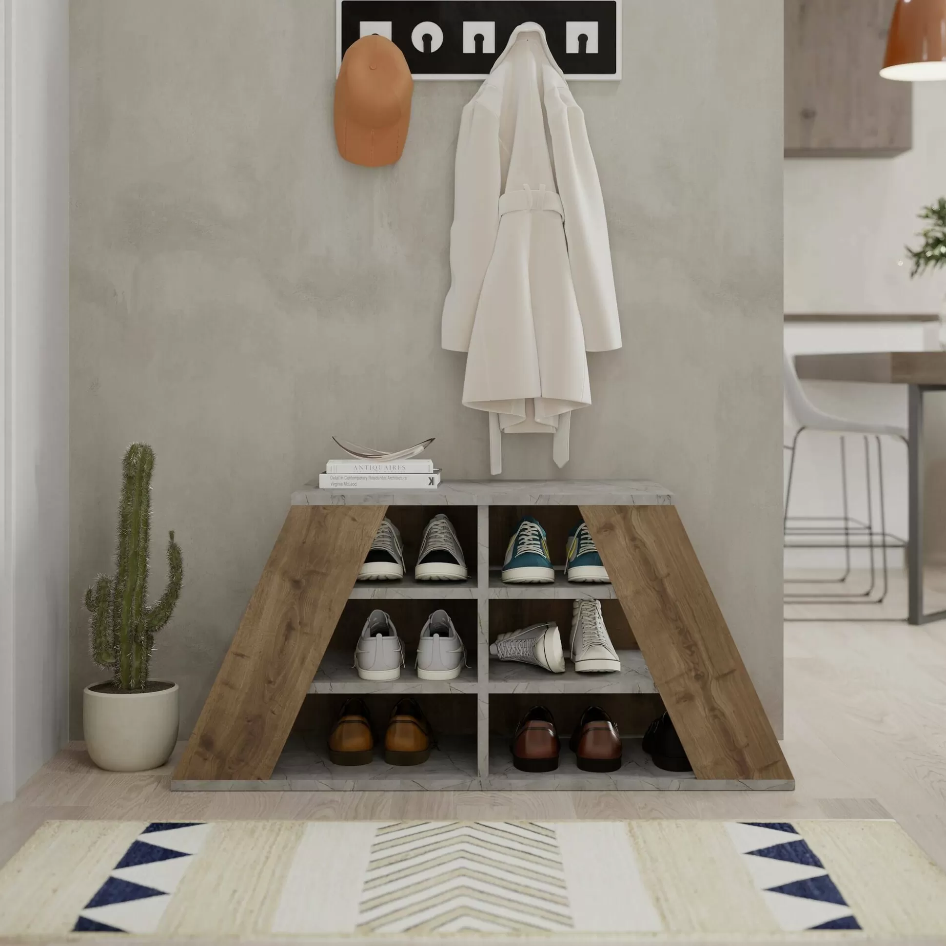 Dmora Scarpiere<Scarpiera Zungri, 106x38 h50 cm, Quercia e Azzurro
