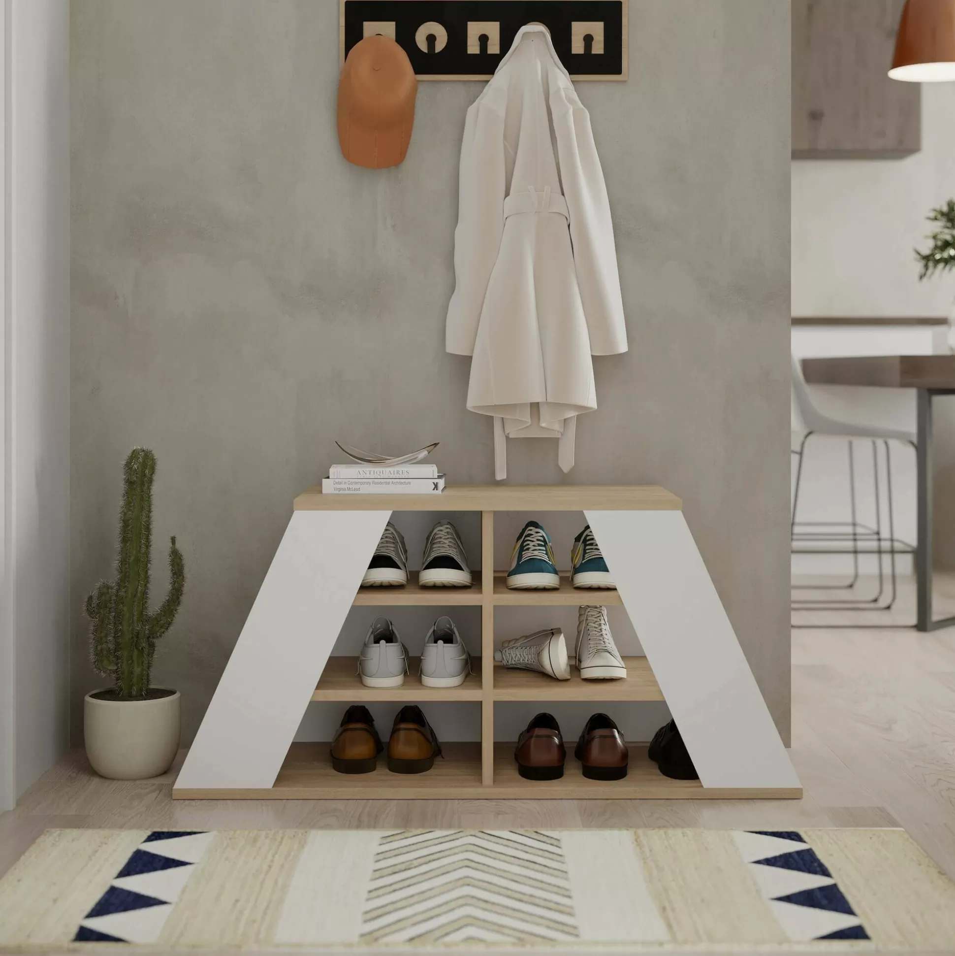 Dmora Scarpiere<Scarpiera Zungri, 106x38 h50 cm, Quercia e Bianco