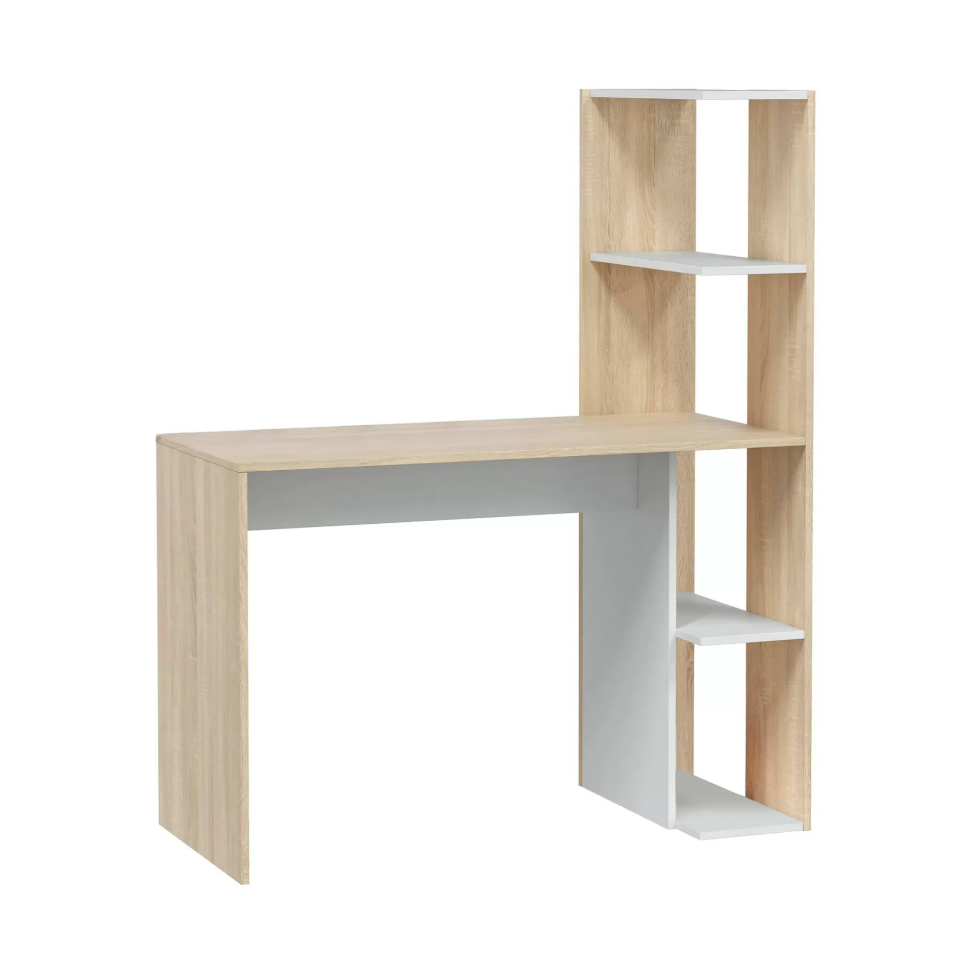 Dmora Scrivanie<Scrivania Abba, 110x52h136 cm, Bianco e Rovere