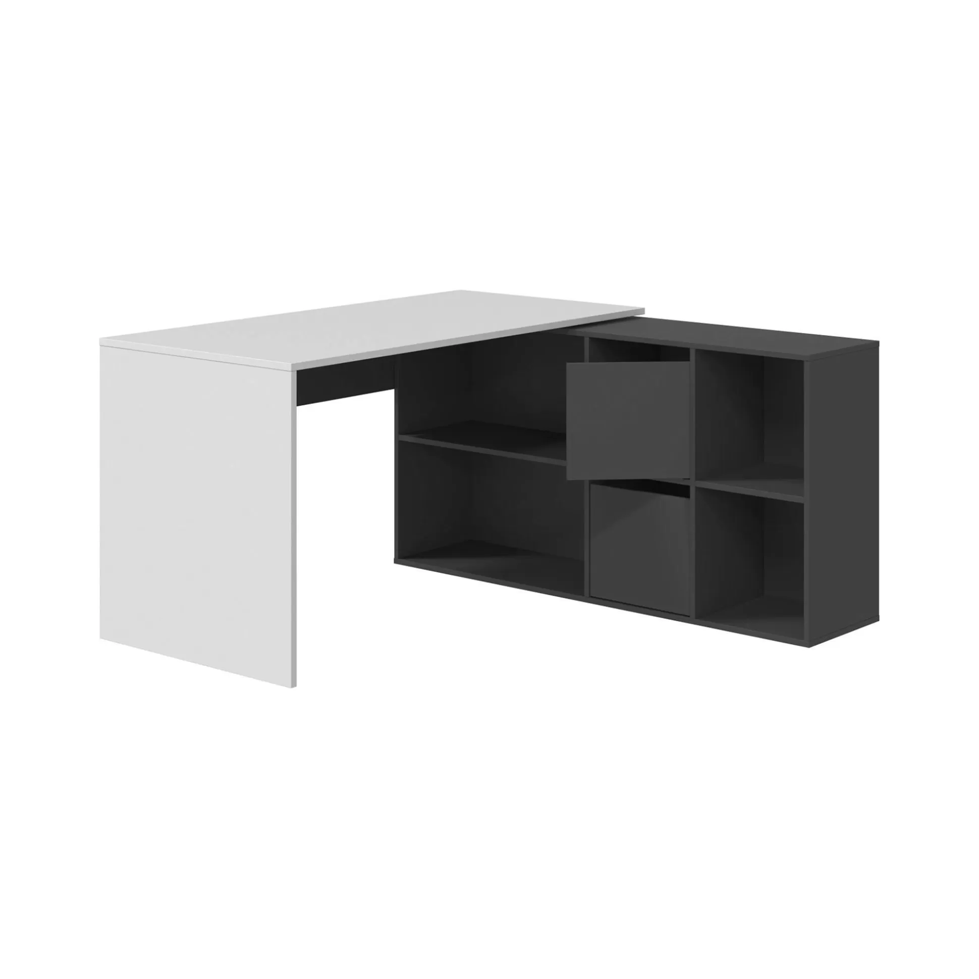 Dmora Scrivanie<Scrivania Abby, 136x139h74 cm, Bianco e Antracite