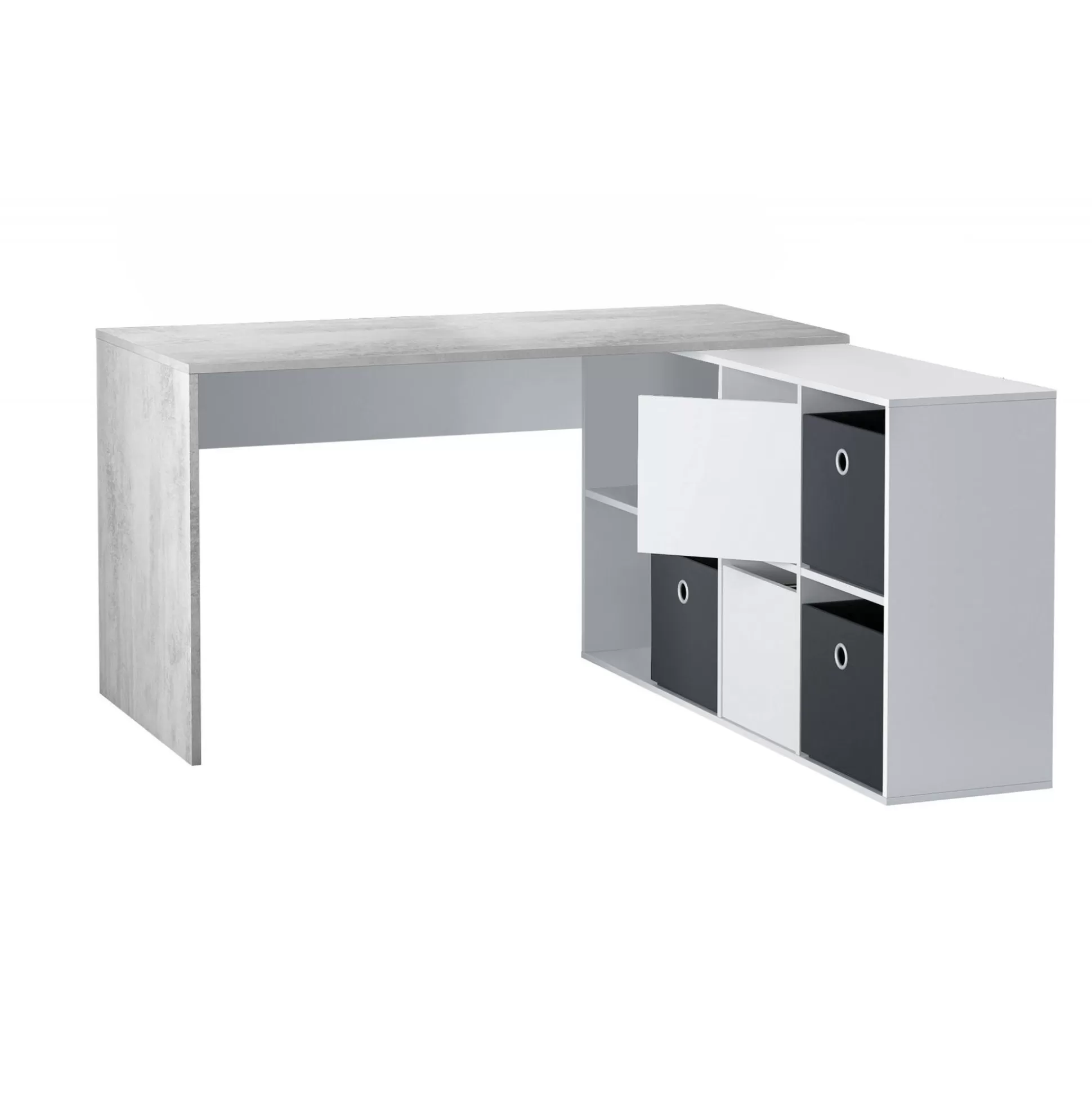 Dmora Scrivanie<Scrivania Abby, 136x139h74 cm, Bianco e Cemento