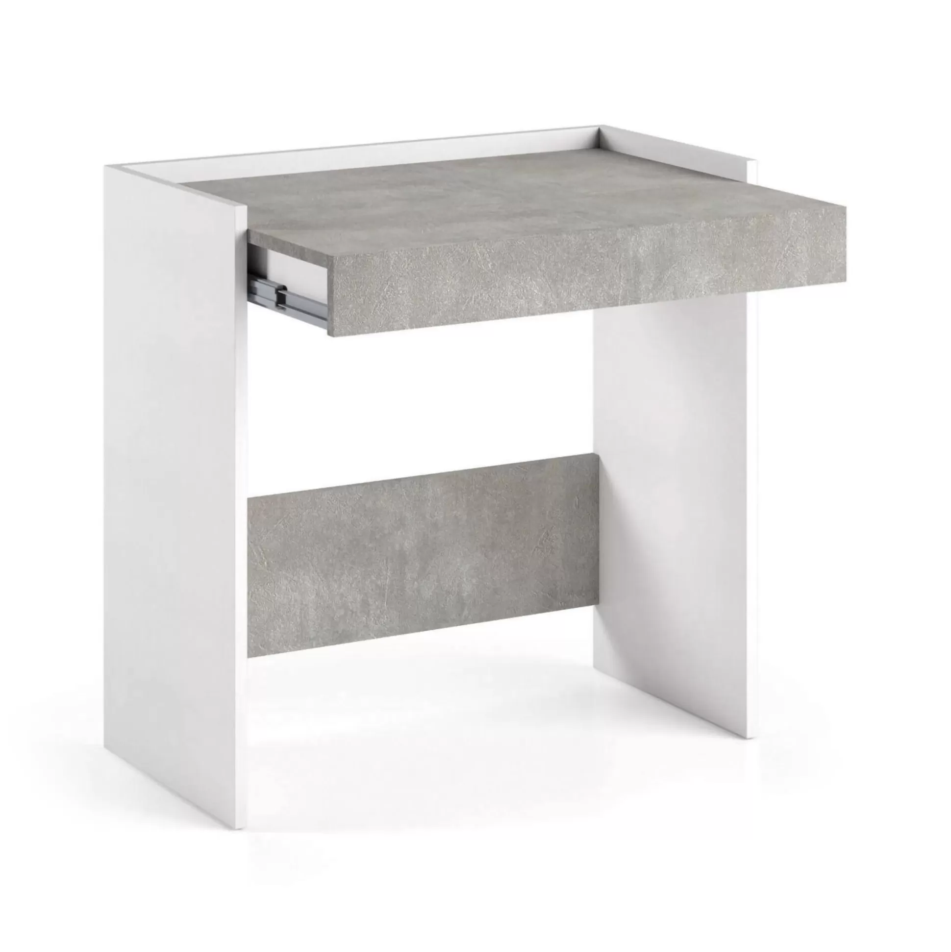 Dmora Scrivanie<Scrivania Adri, 80x40h79 cm, Bianco e Cemento