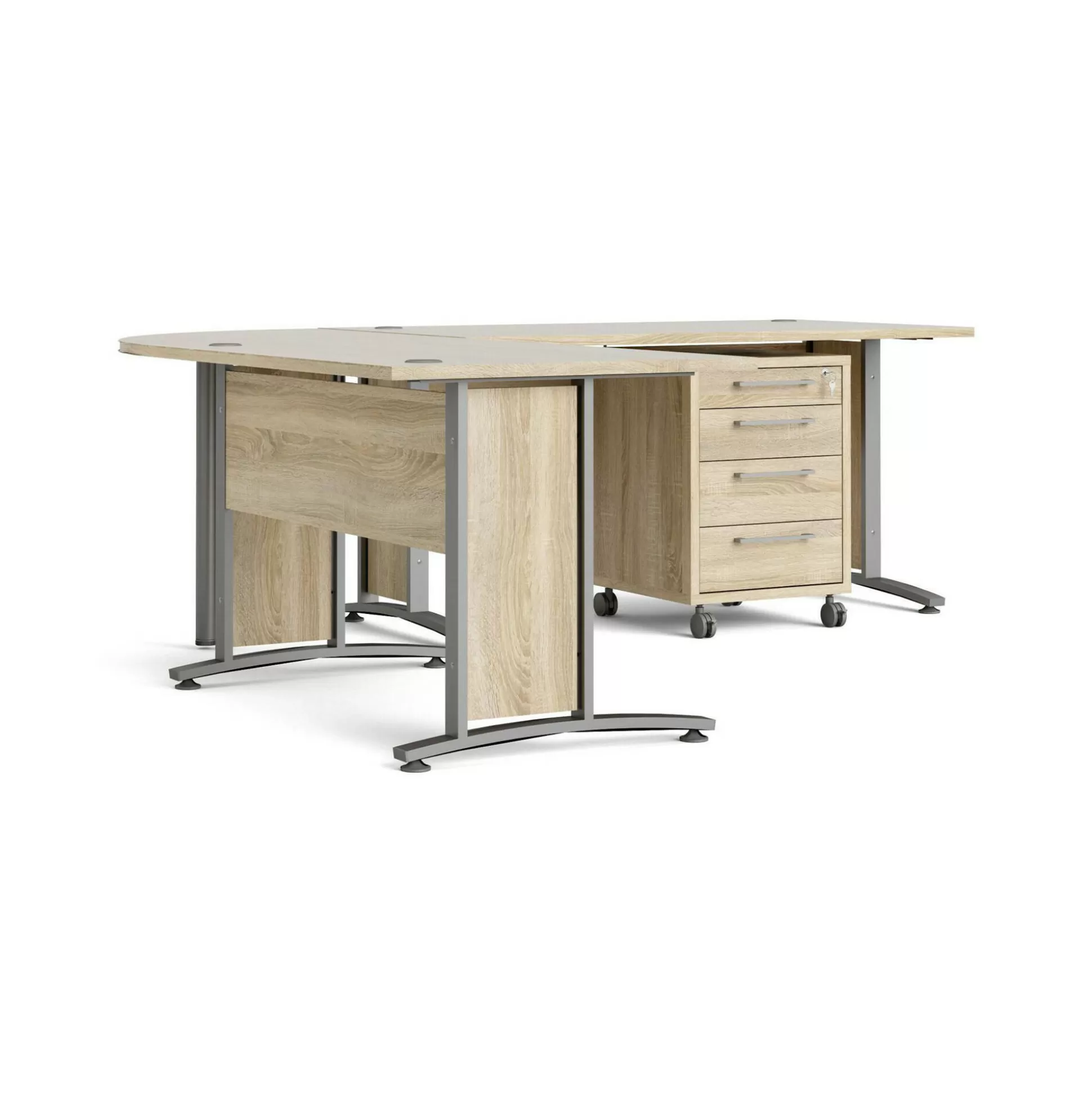 Dmora Scrivanie<Scrivania Agerato, 200x230 h75 cm, Grigio e Quercia