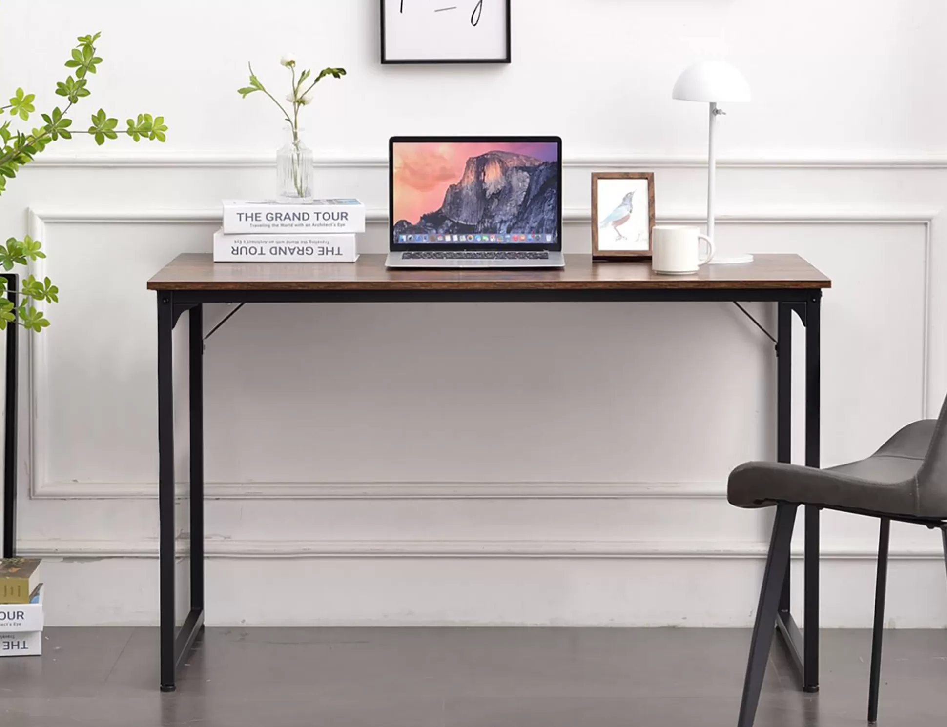 Dmora Scrivanie<Scrivania Agliopi, 58x128h75 cm, Noce e Nero