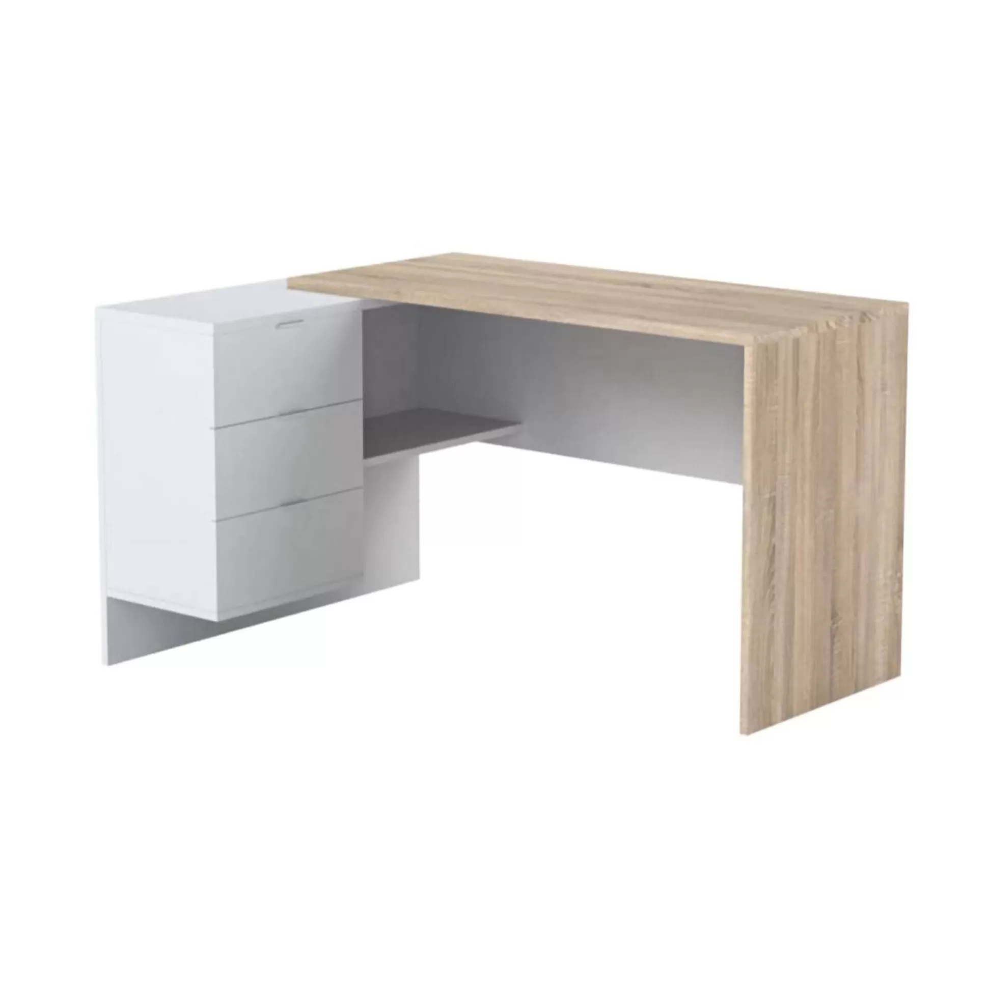 Dmora Scrivanie<Scrivania Agnello, 145x108h73 cm, Rovere e Bianco