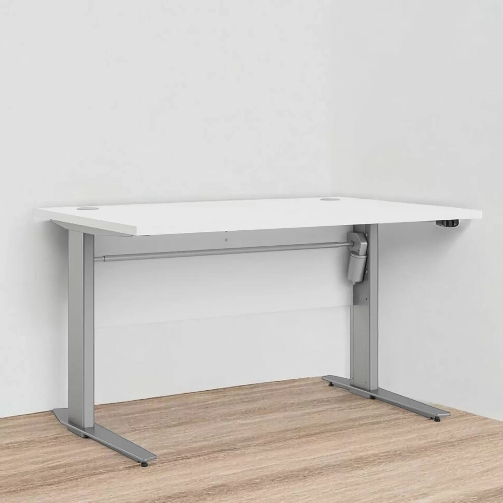 Dmora Scrivanie<Scrivania Alfango, 80x120 h75 cm, Bianco e Grigio