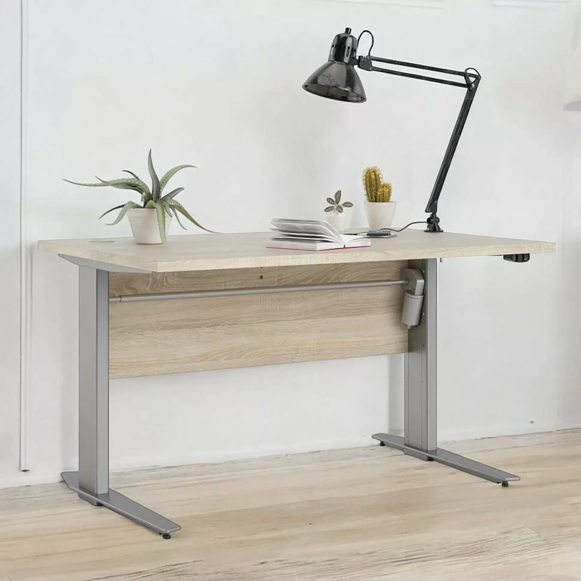Dmora Scrivanie<Scrivania Alfango, 80x120 h75 cm, Grigio e Quercia
