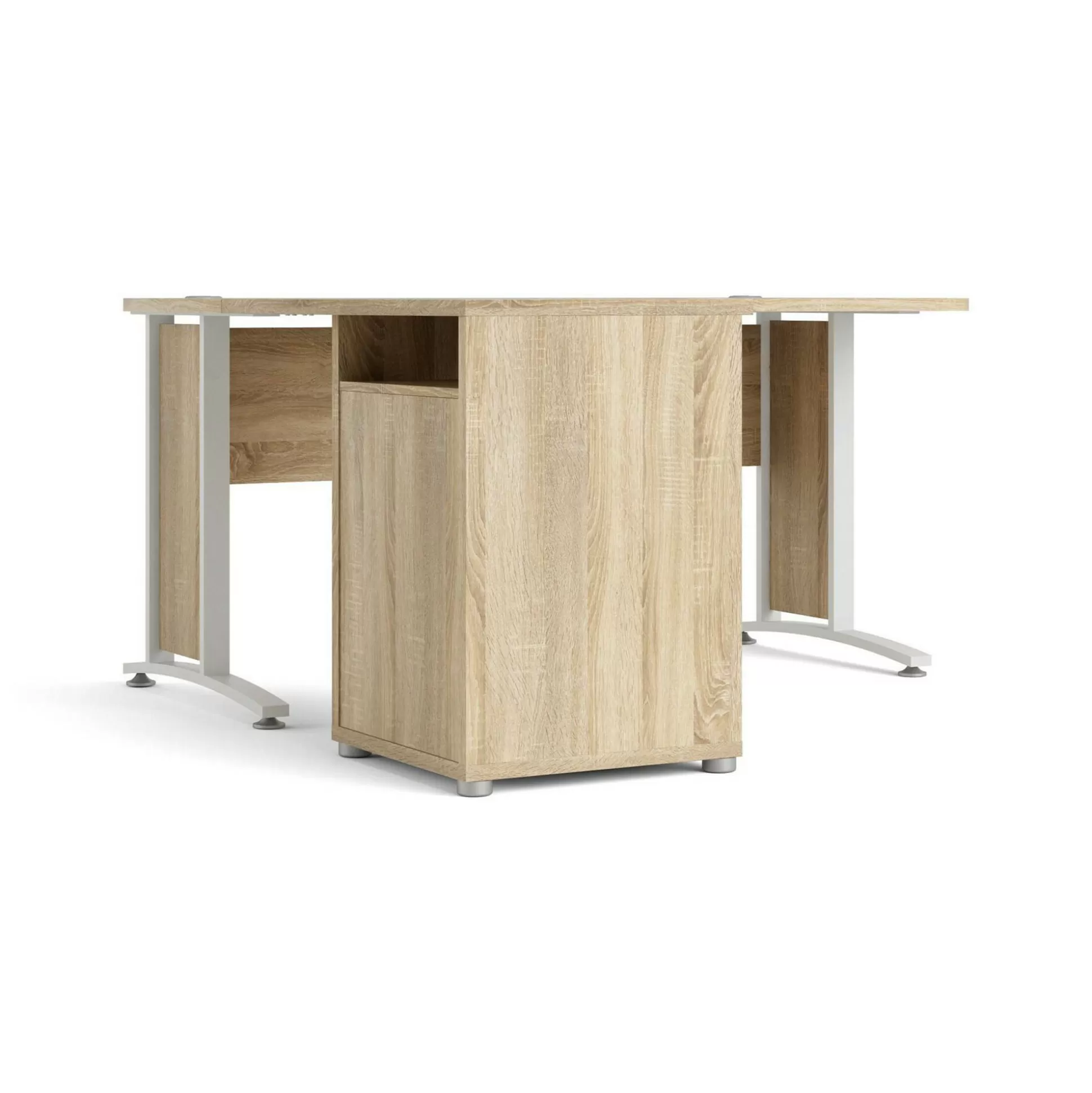 Dmora Scrivanie<Scrivania Alfango, 159x151 h75 cm, Quercia e Bianco