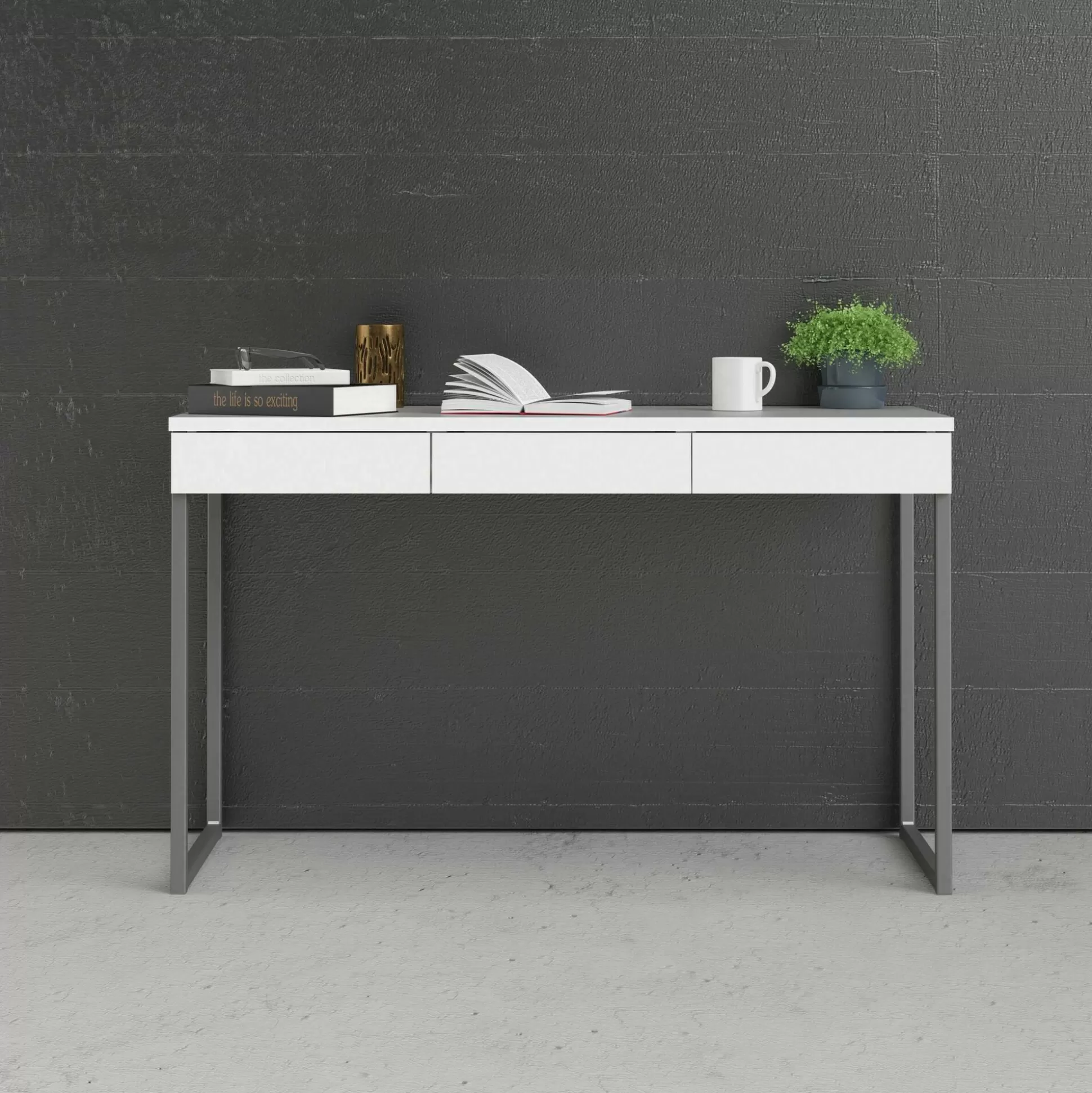 Dmora Scrivanie<Scrivania Amadeo, 126x52 h77 cm, Bianco