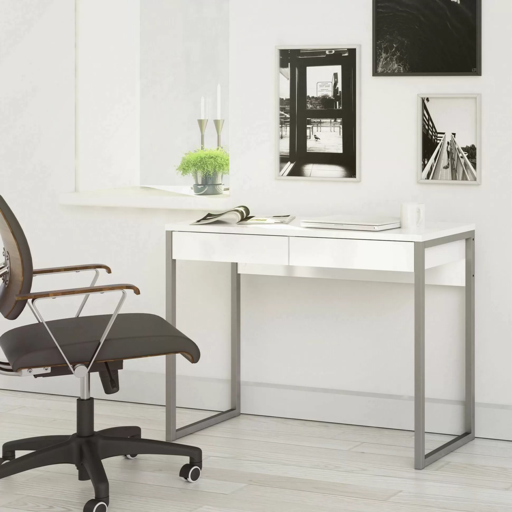 Dmora Scrivanie<Scrivania Anavi, 101x40 h77 cm, Bianco