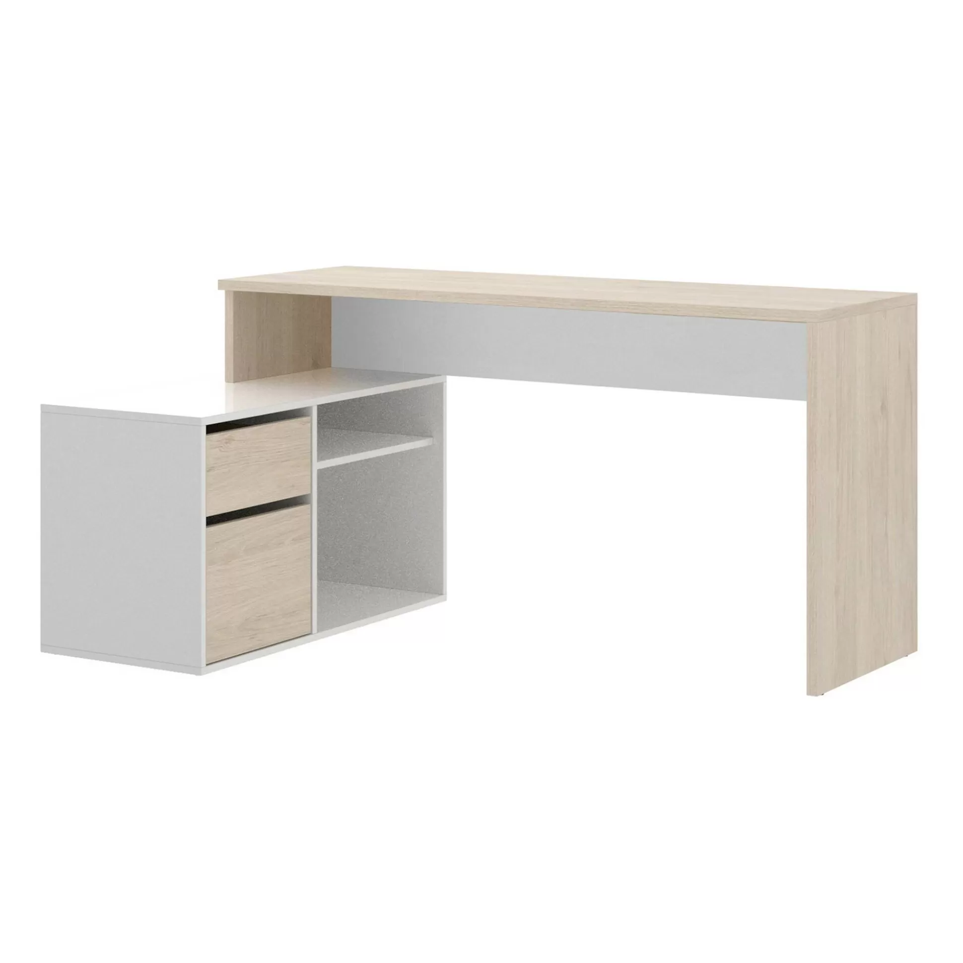 Dmora Scrivanie<Scrivania Andor, 139x92h75 cm, Bianco e Rovere
