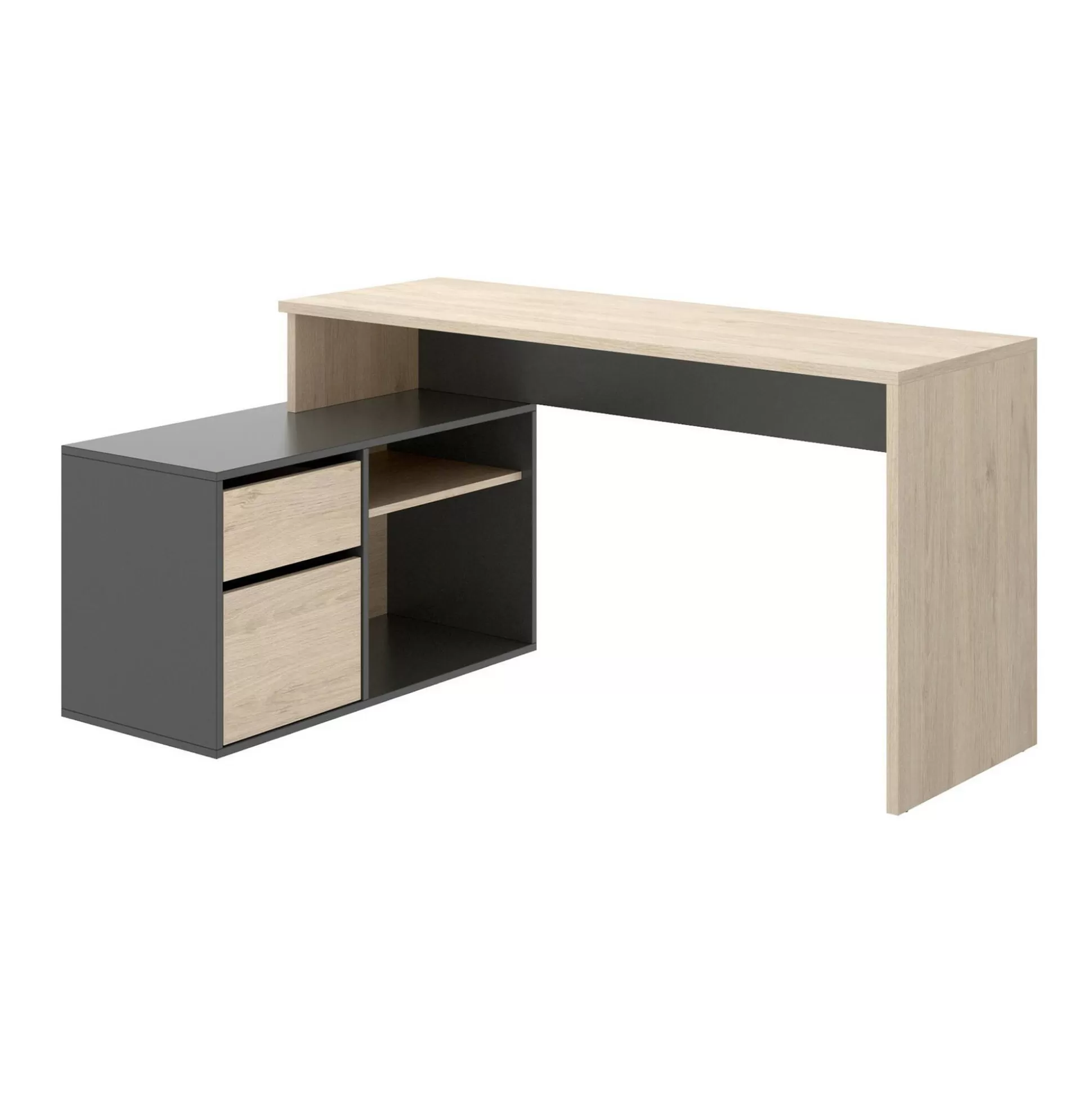 Dmora Scrivanie<Scrivania Andor, 139x92h75 cm, Rovere e Antracite