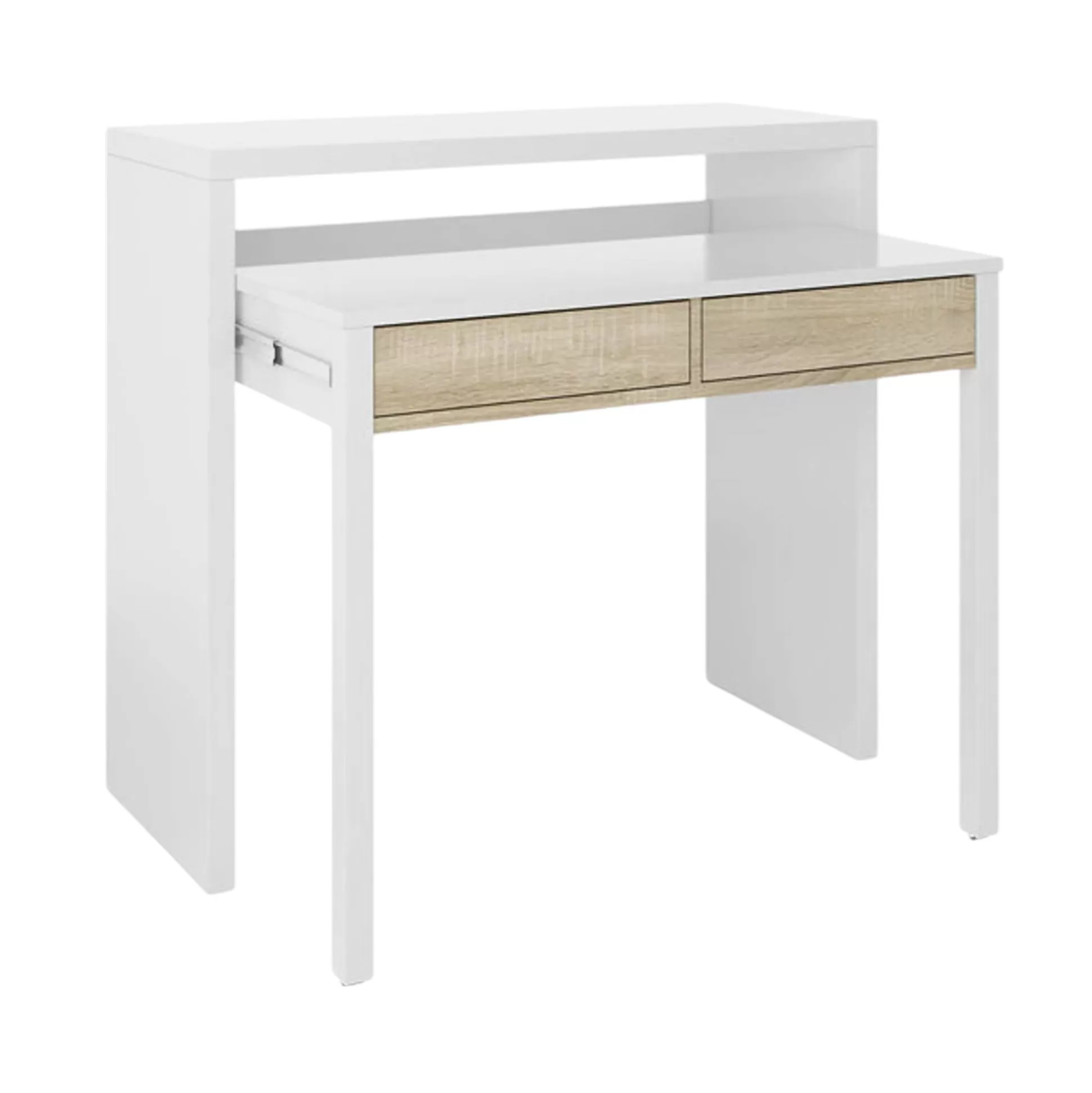 Dmora Scrivanie<Scrivania Andriy, 99x36h88 cm, Bianco e Rovere