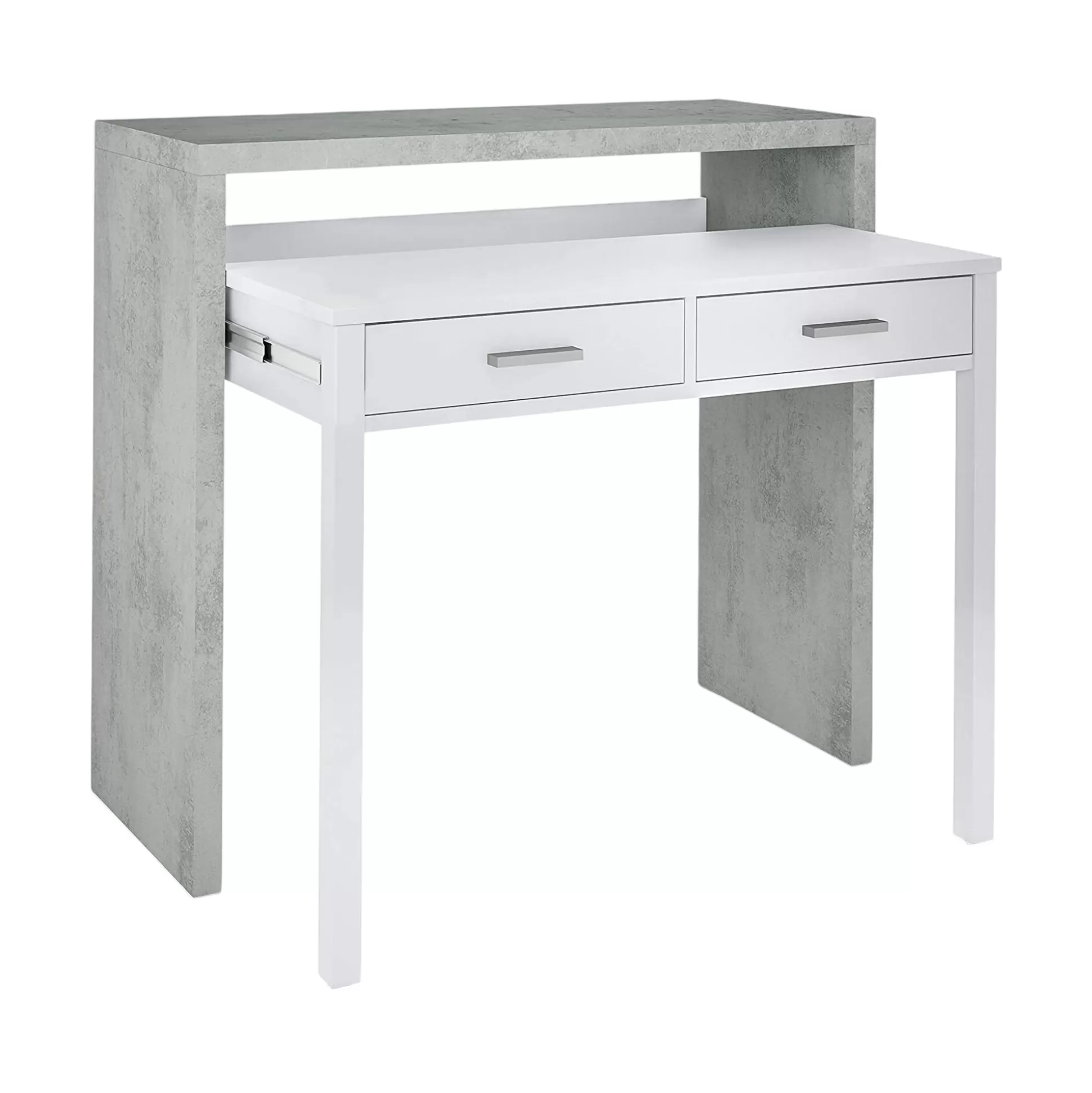 Dmora Scrivanie<Scrivania Andriy, 99x36h88 cm, Cemento e Bianco