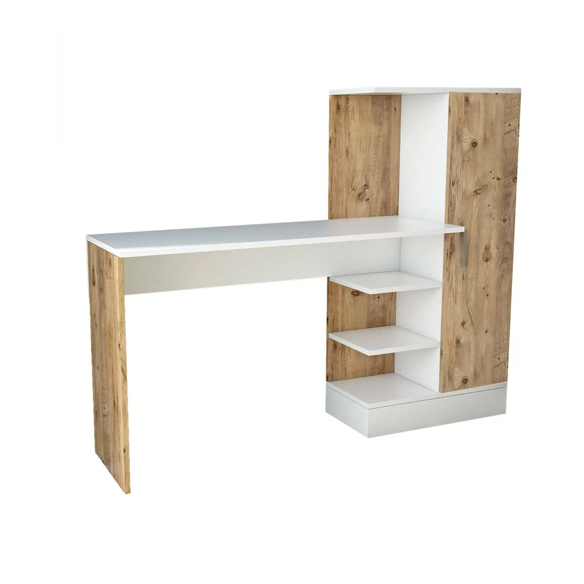 Dmora Scrivanie<Scrivania Angaga, 152x40h120 cm, Quercia e Bianco