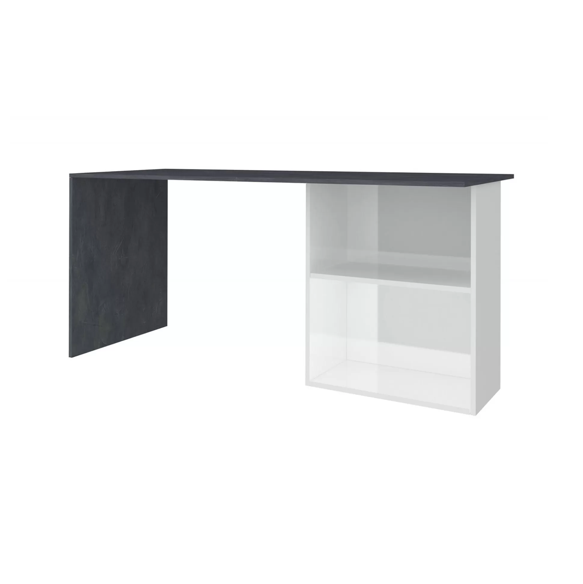 Dmora Scrivanie<Scrivania Antioco, cm 110x50h75, Bianco lucido e Ardesia